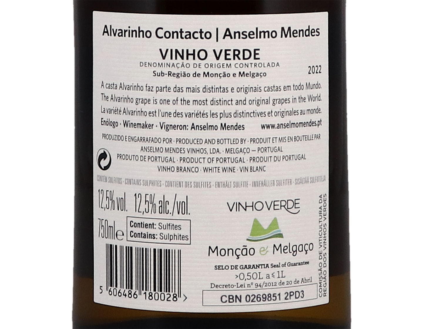 Anselmo Mendes Contacto Alvarinho Vinho Verde 2022