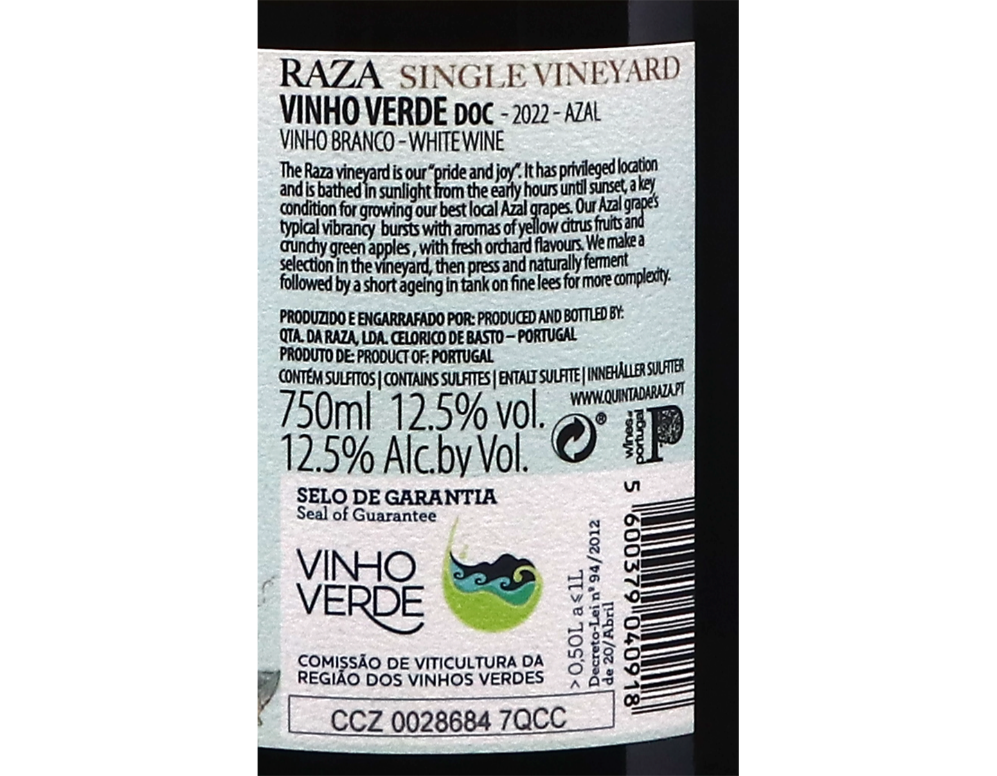 Quinta da Raza Single Vineyard Azal Vinho Verde 2022