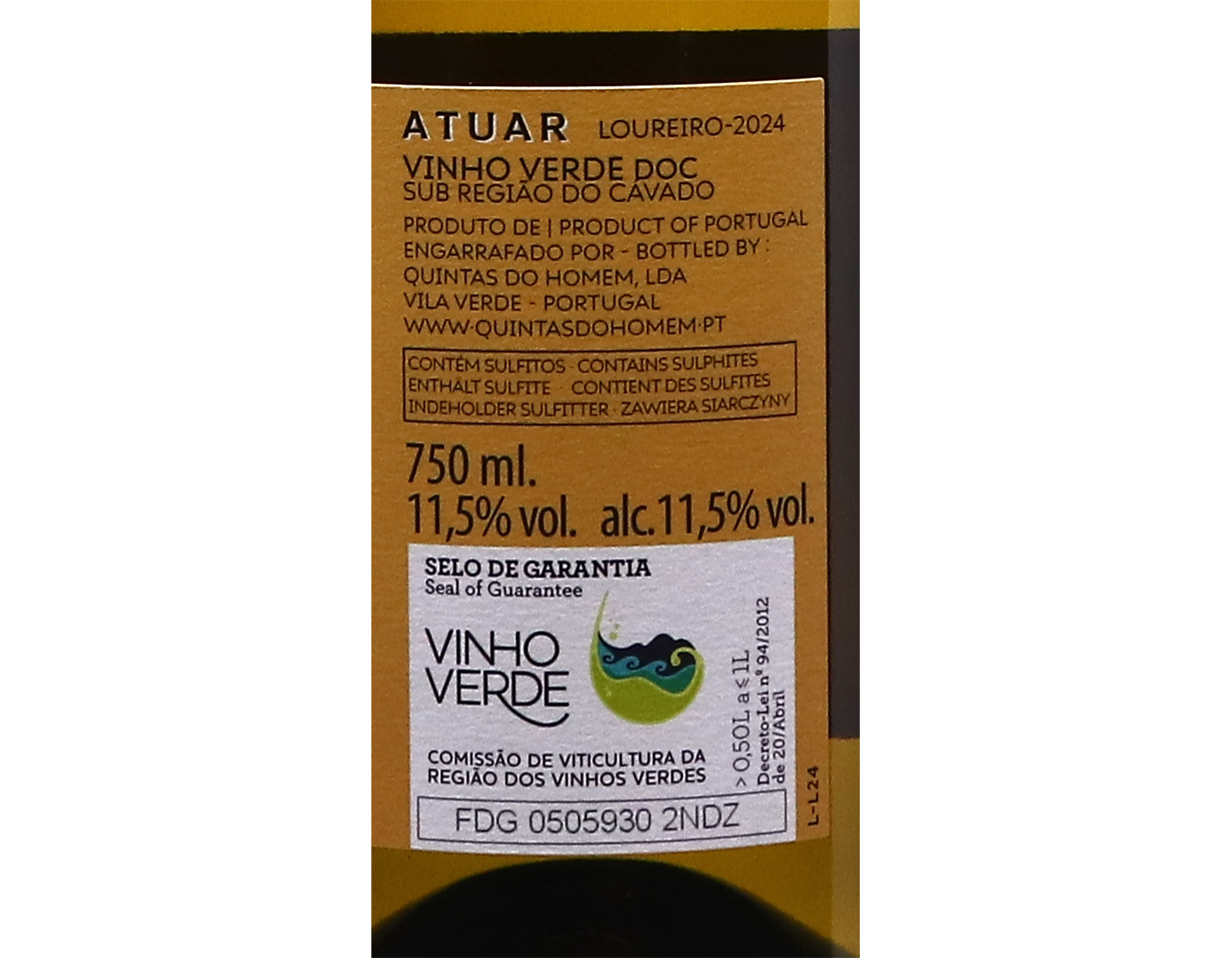 Quintas do Homem Atuar Loureiro Vinho Verde 2024