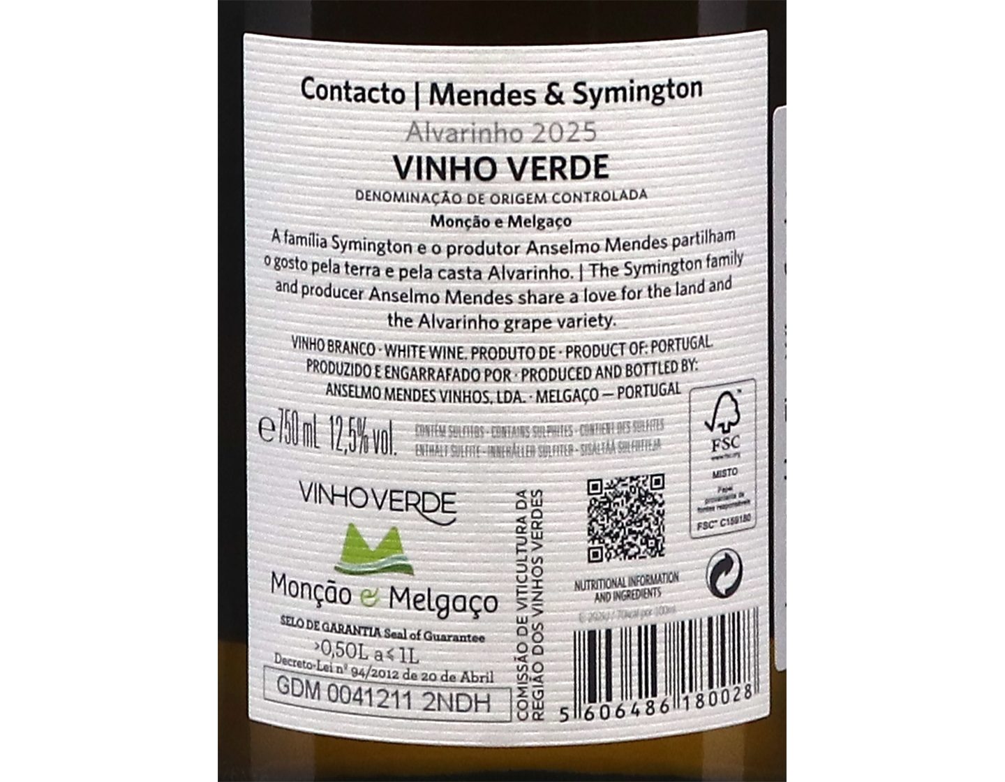 Mendes and Symington Contacto Alvarinho Vinho Verde 2025