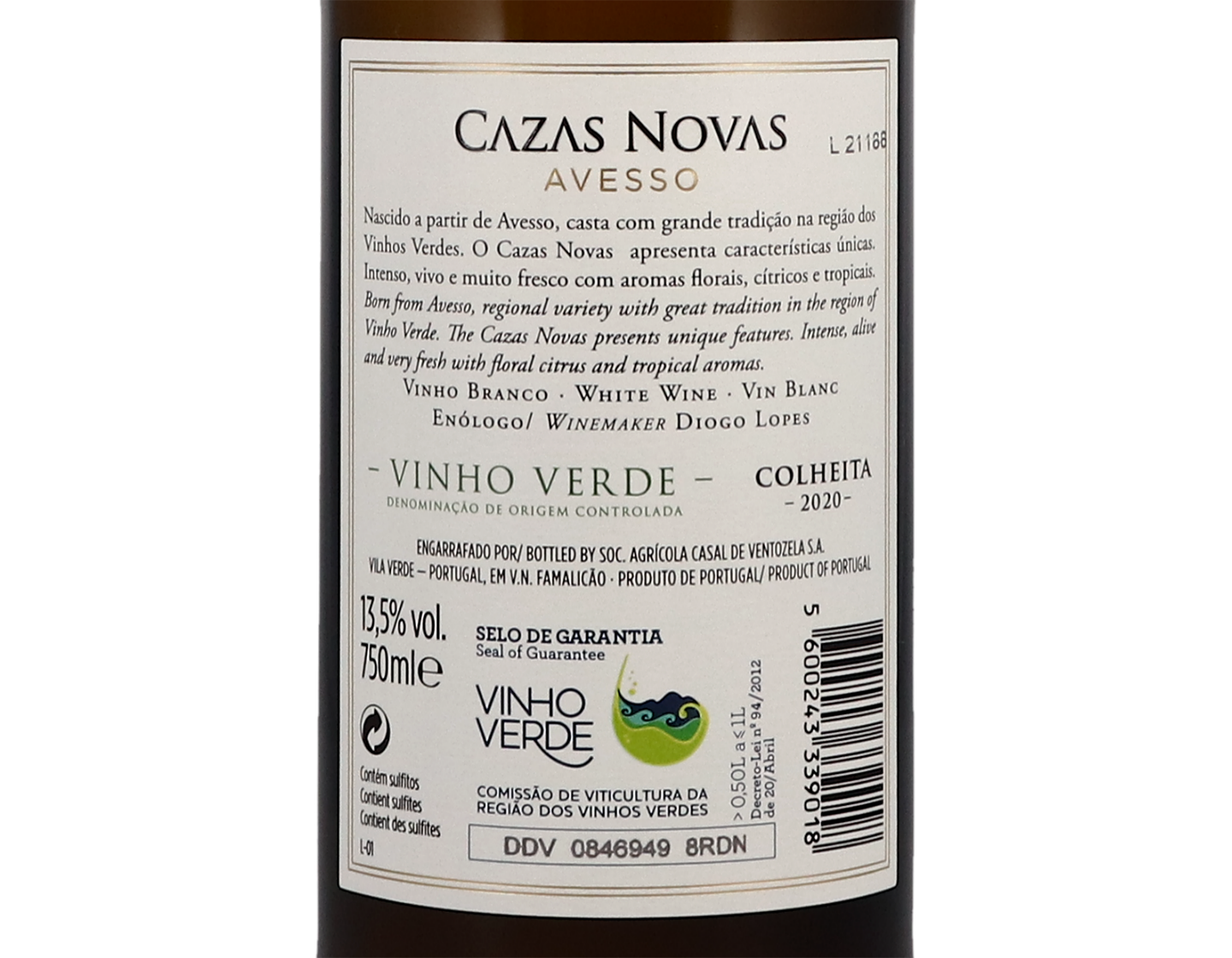 Cazas Novas Avesso Vinho Verde 2020