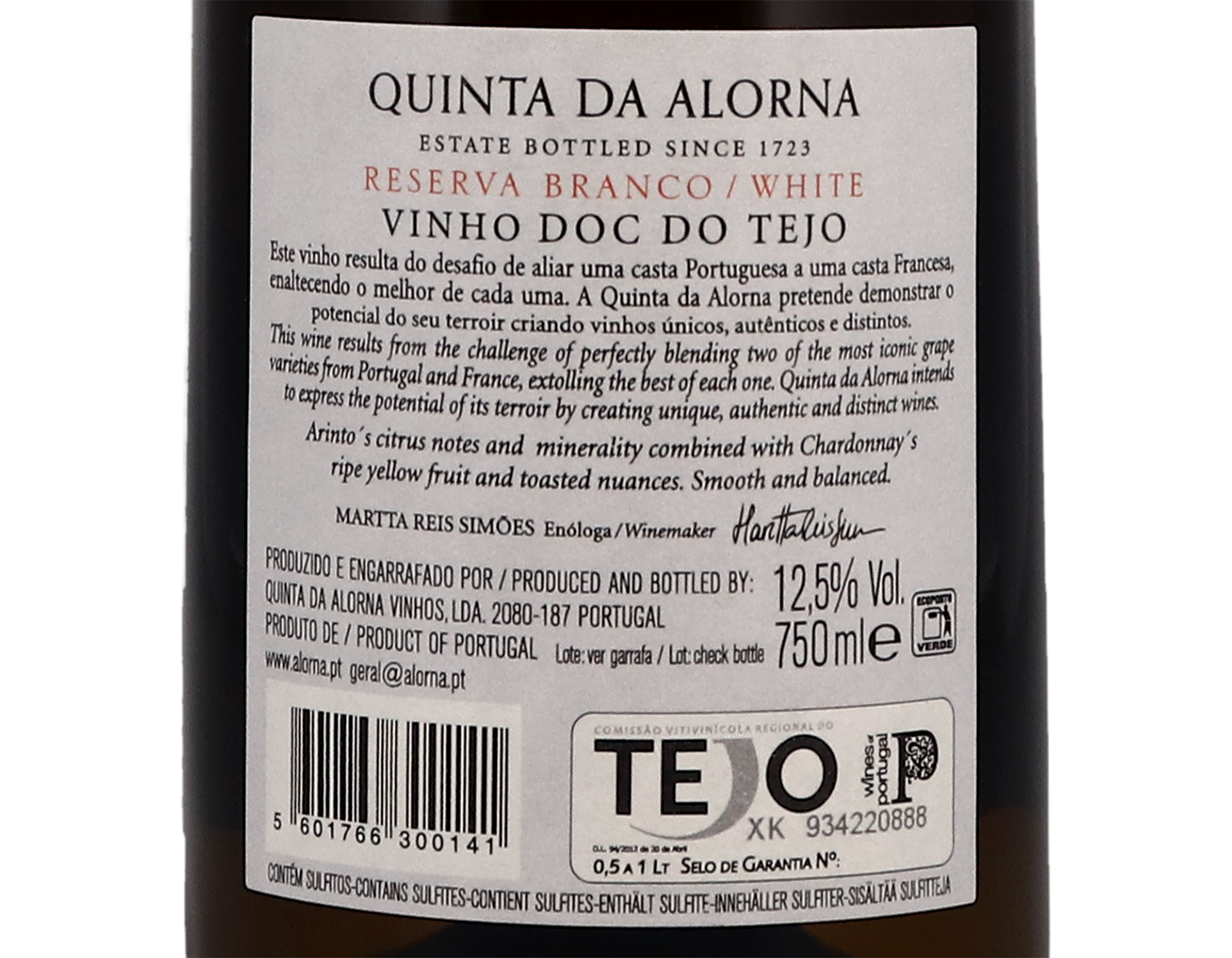 Quinta da Alorna Reserva Arinto Chardonnay Tejo 2020
