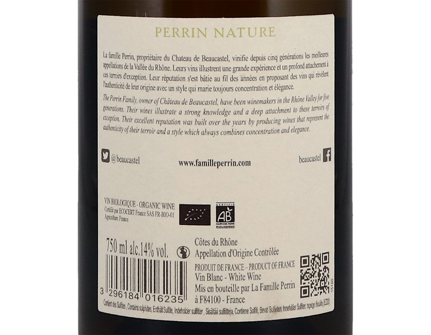 Cotes du Rhone Blanc Nature Famille Perrin 2020