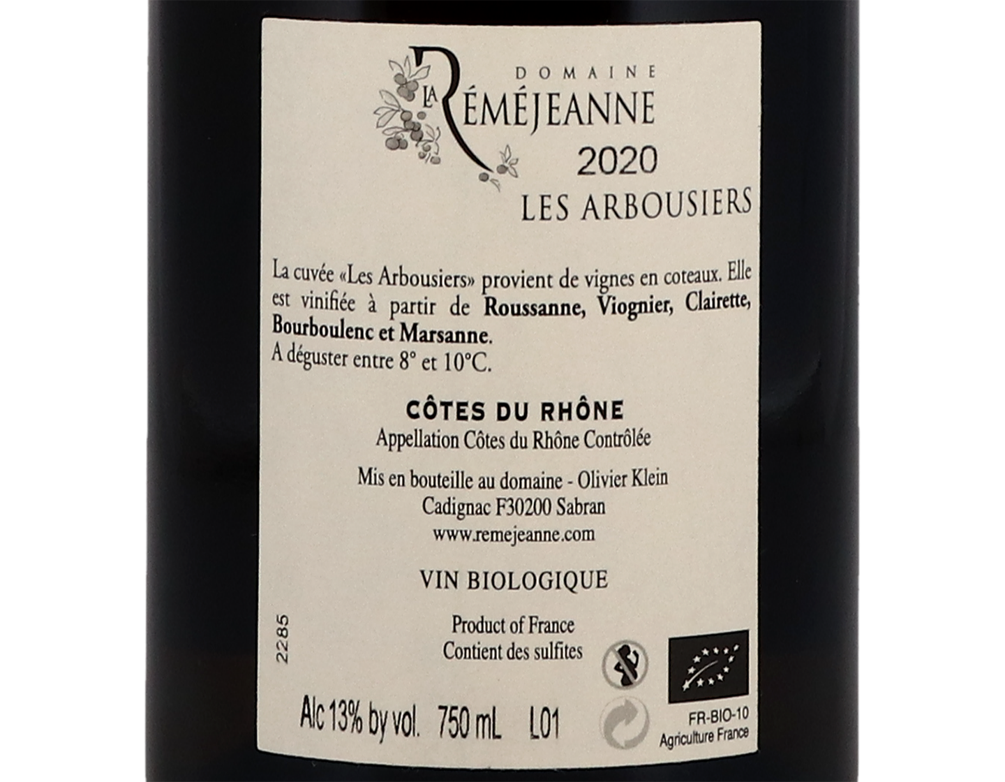 Côtes-du-Rhône Blanc ‘Les Arbousiers', Domaine La Réméjeanne 2020
