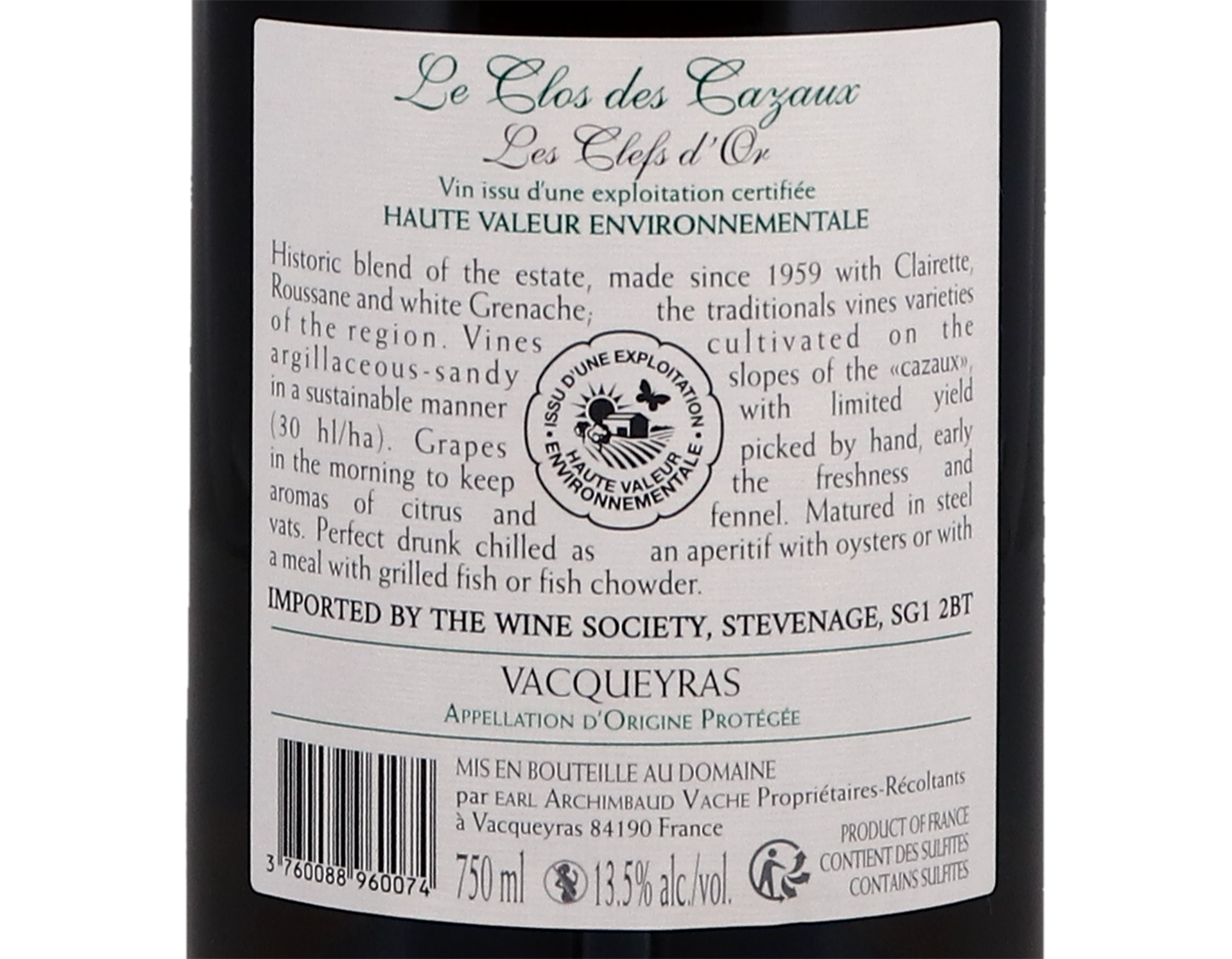 Vacqueyras Blanc Les Clefs d Or Clos des Cazaux 2021