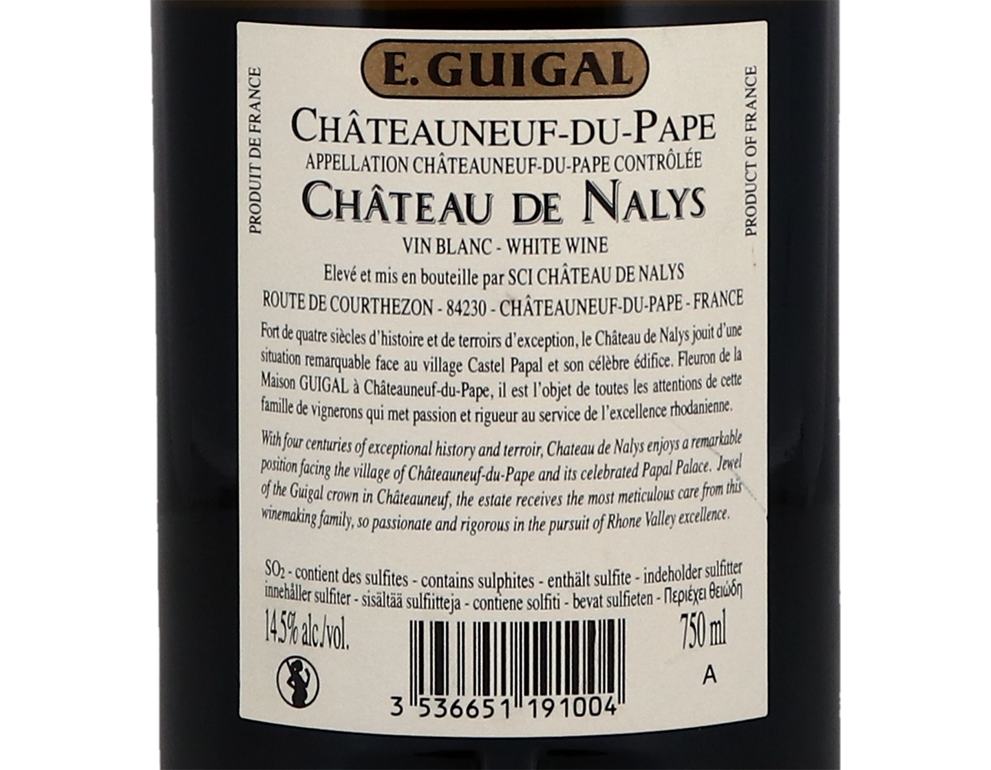 Chateauneuf du Pape Blanc Chateau de Nalys Guigal 2020