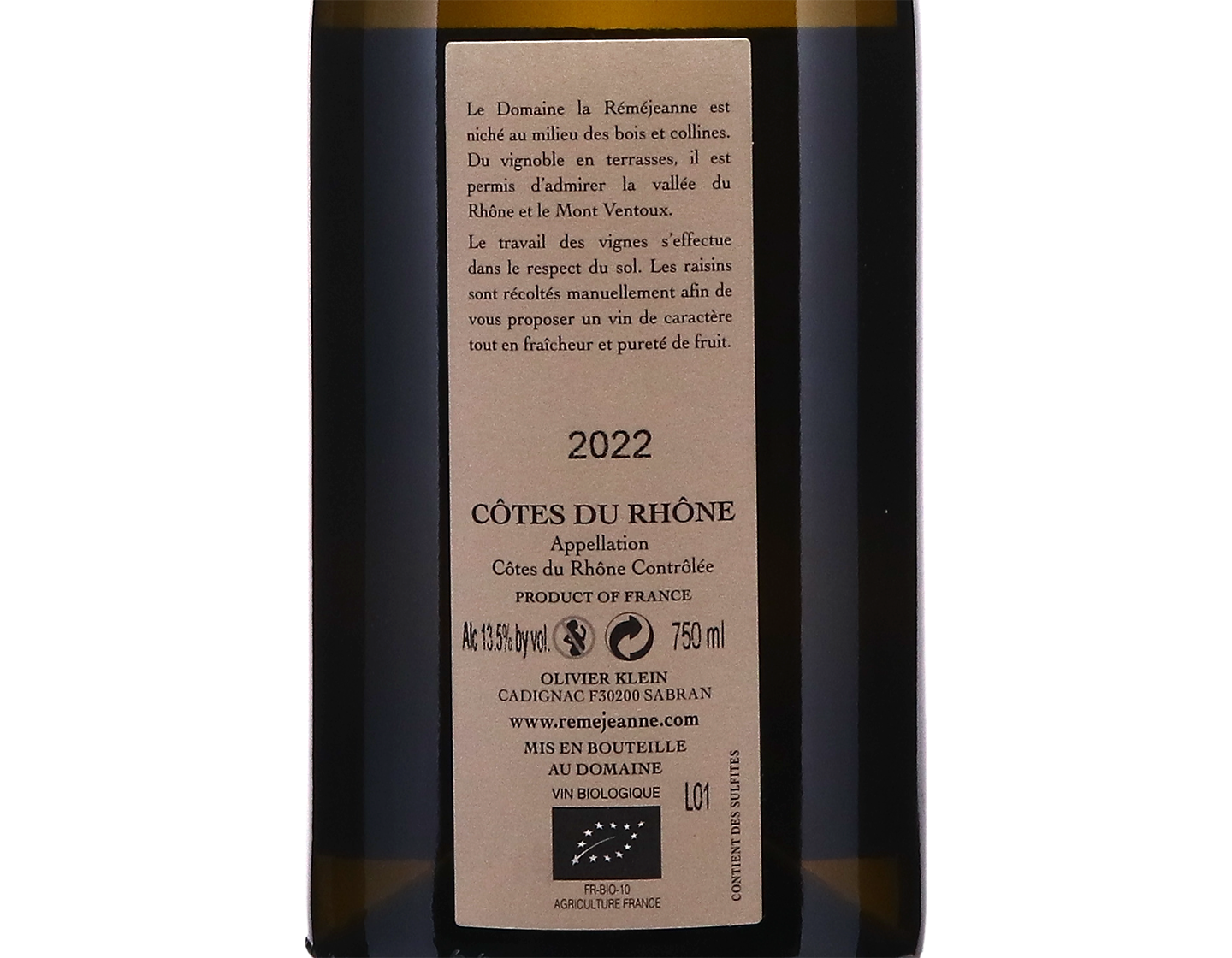Cote du Rhone Blanc Chevrefeuille Domaine Remejeanne 2022