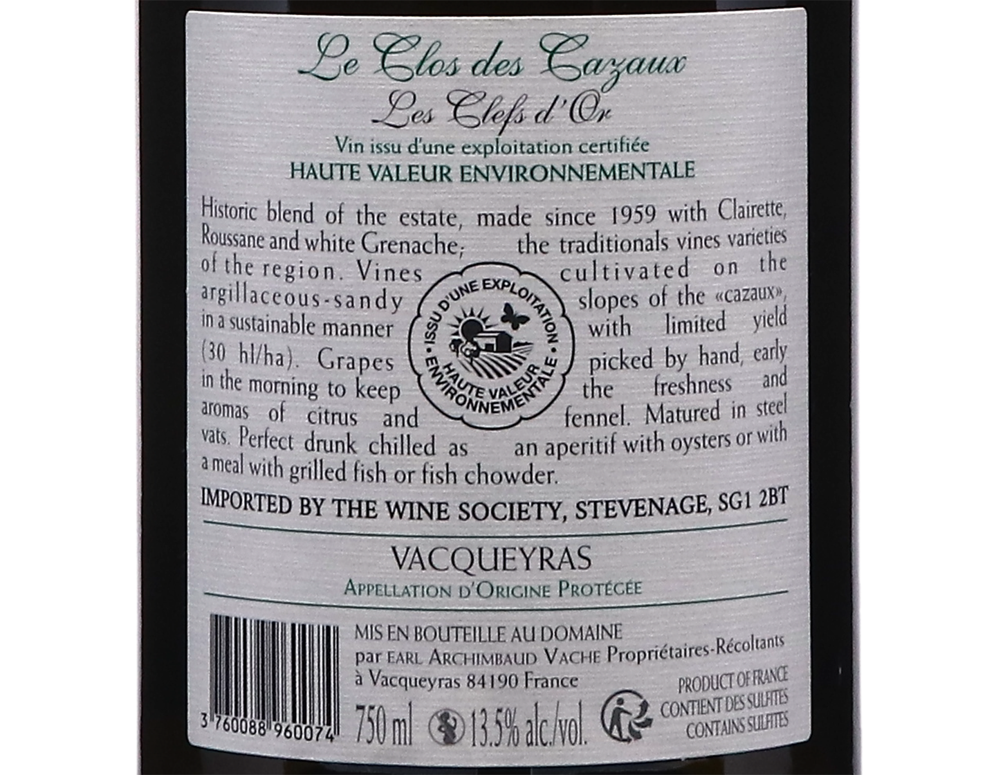 Vacqueyras Blanc Les Clefs d Or Clos des Cazaux 2022