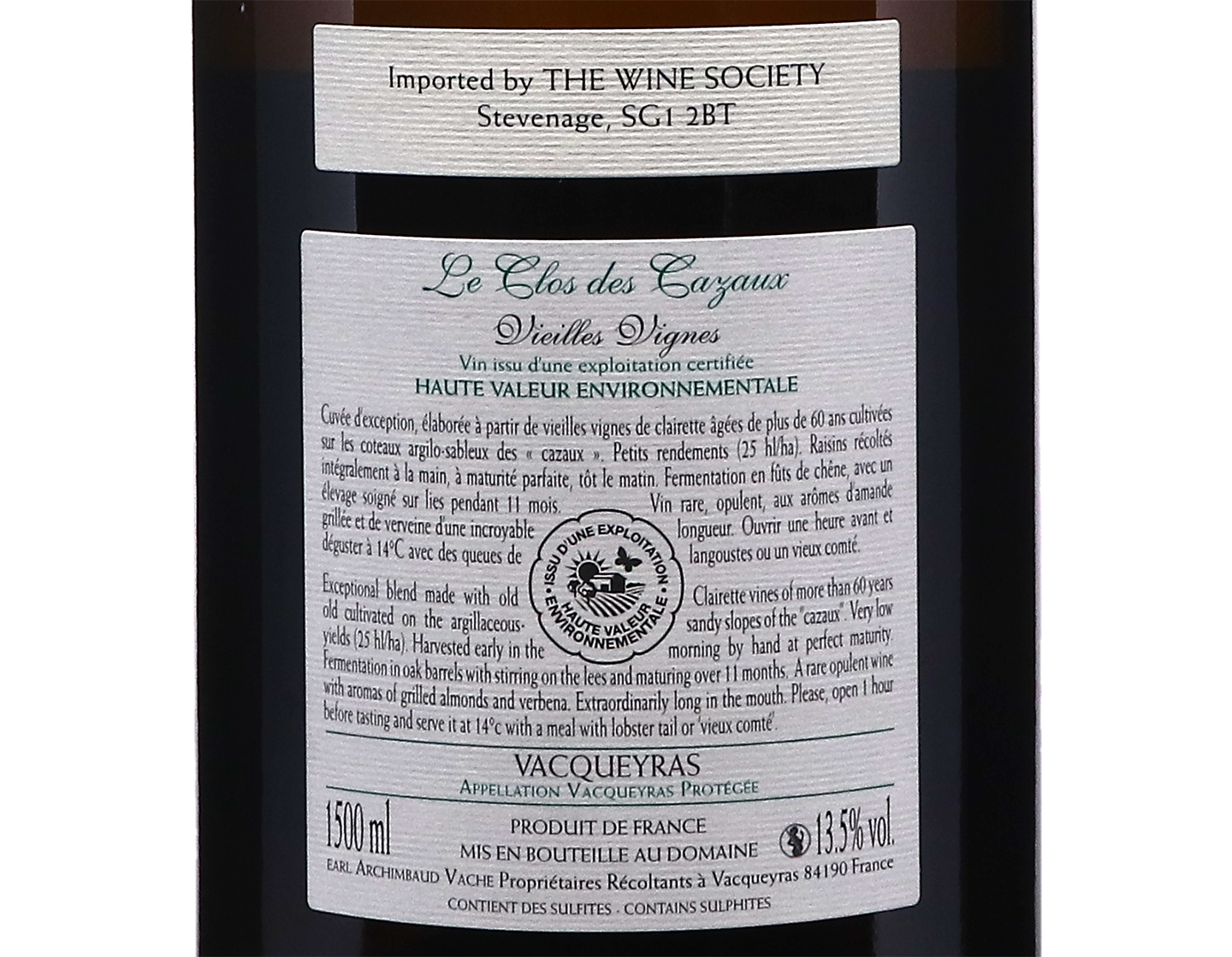 Magnum of Vacqueyras Blanc Vielles Vignes Clos des Cazaux 2022