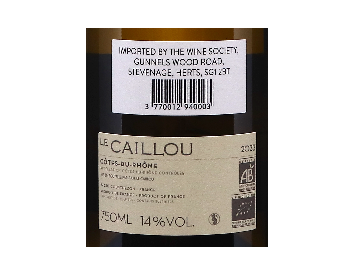Cotes du Rhone Blanc Le Caillou 2023 ORGANIC
