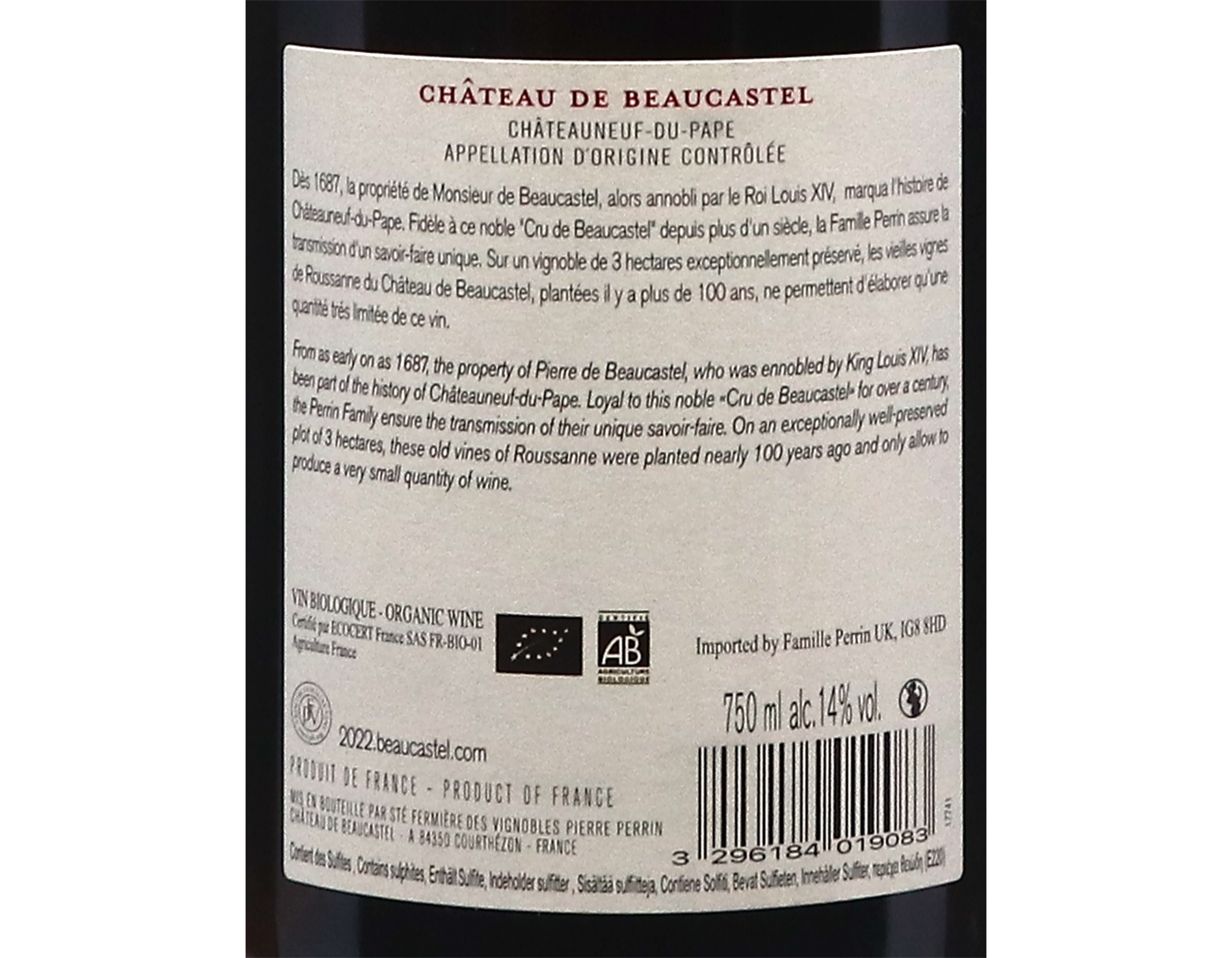 Châteauneuf-du-Pape Roussanne Vieilles Vignes, Château de Beaucastel 2022