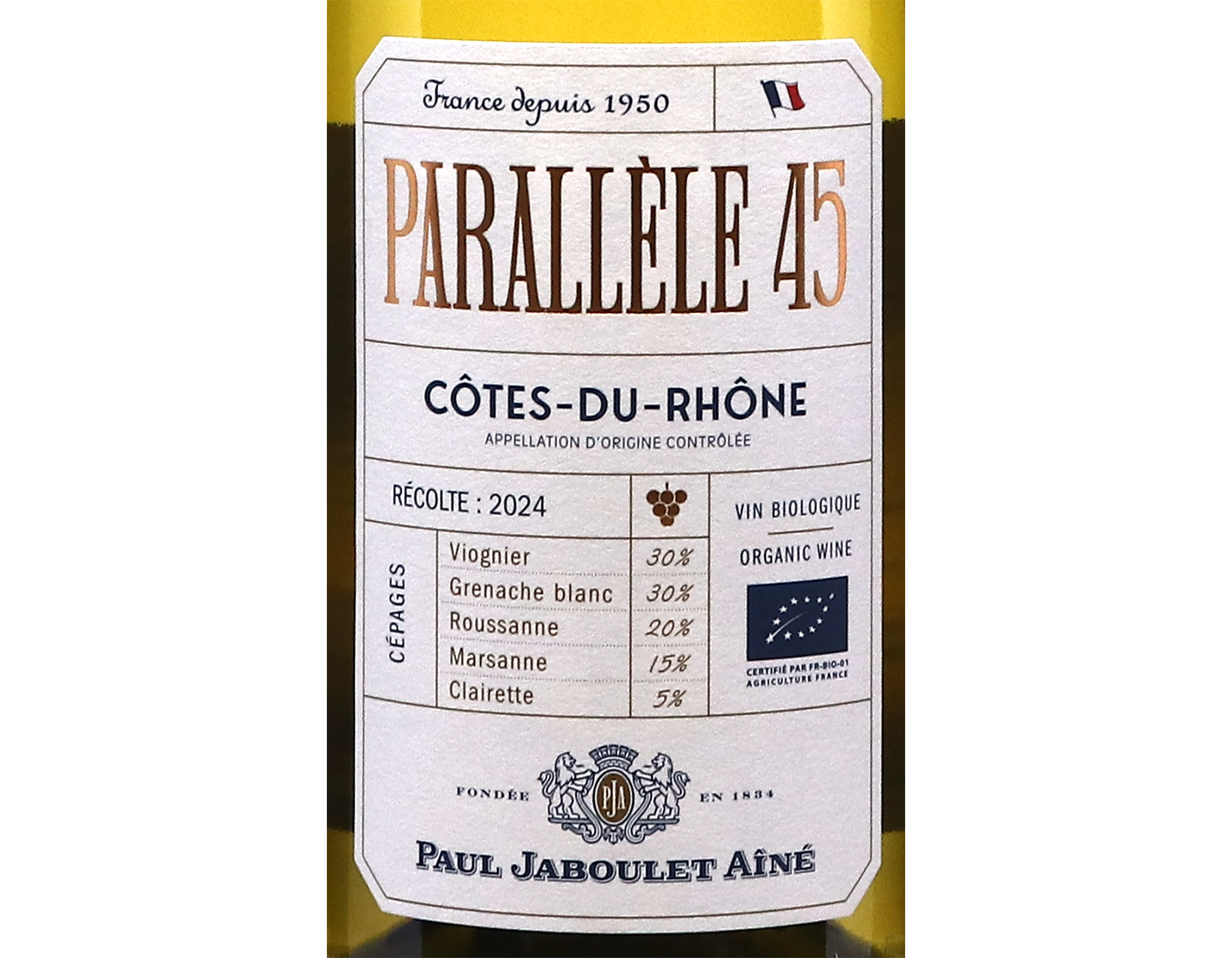 Côtes-du-Rhône Blanc, 'Parallèle 45' Paul Jaboulet Aîné 2024