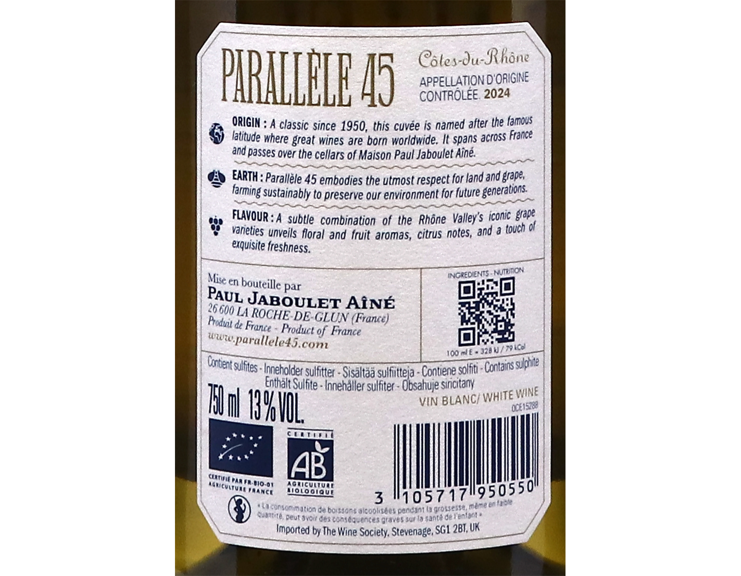 Côtes-du-Rhône Blanc, 'Parallèle 45' Paul Jaboulet Aîné 2024