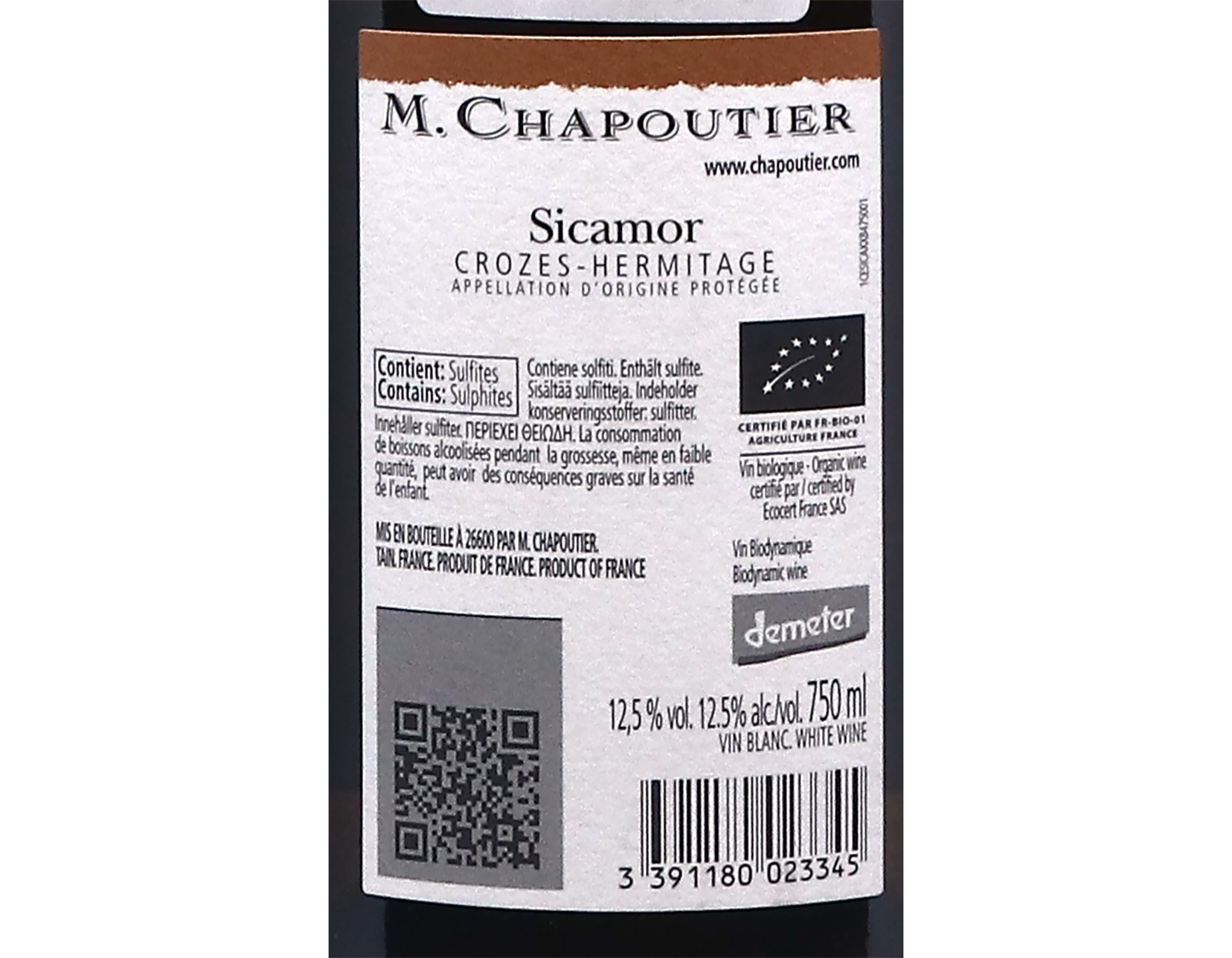 Crozes Hermitage Blanc 2023 Sicamor,Chapoutier