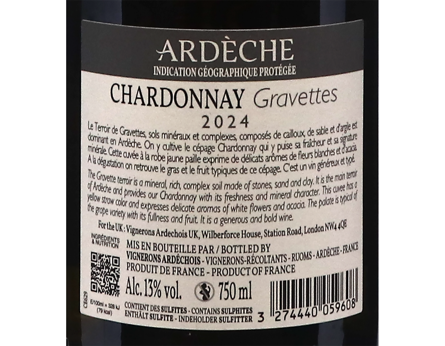 Chardonnay Les Gravettes IGP Ard che Vignerons Ard chois 2024 chardonnay-les-gravettes-igp-ard-che-vignerons-ard-chois-2024