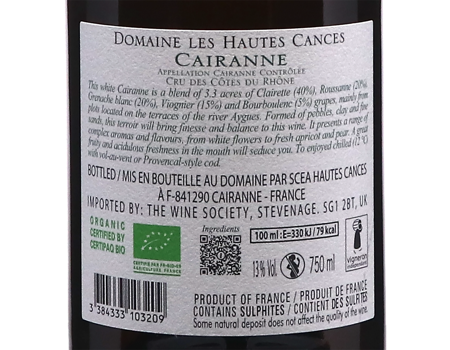 Cairanne Blanc, Domaine des Hautes Cances, Amadieu 2024