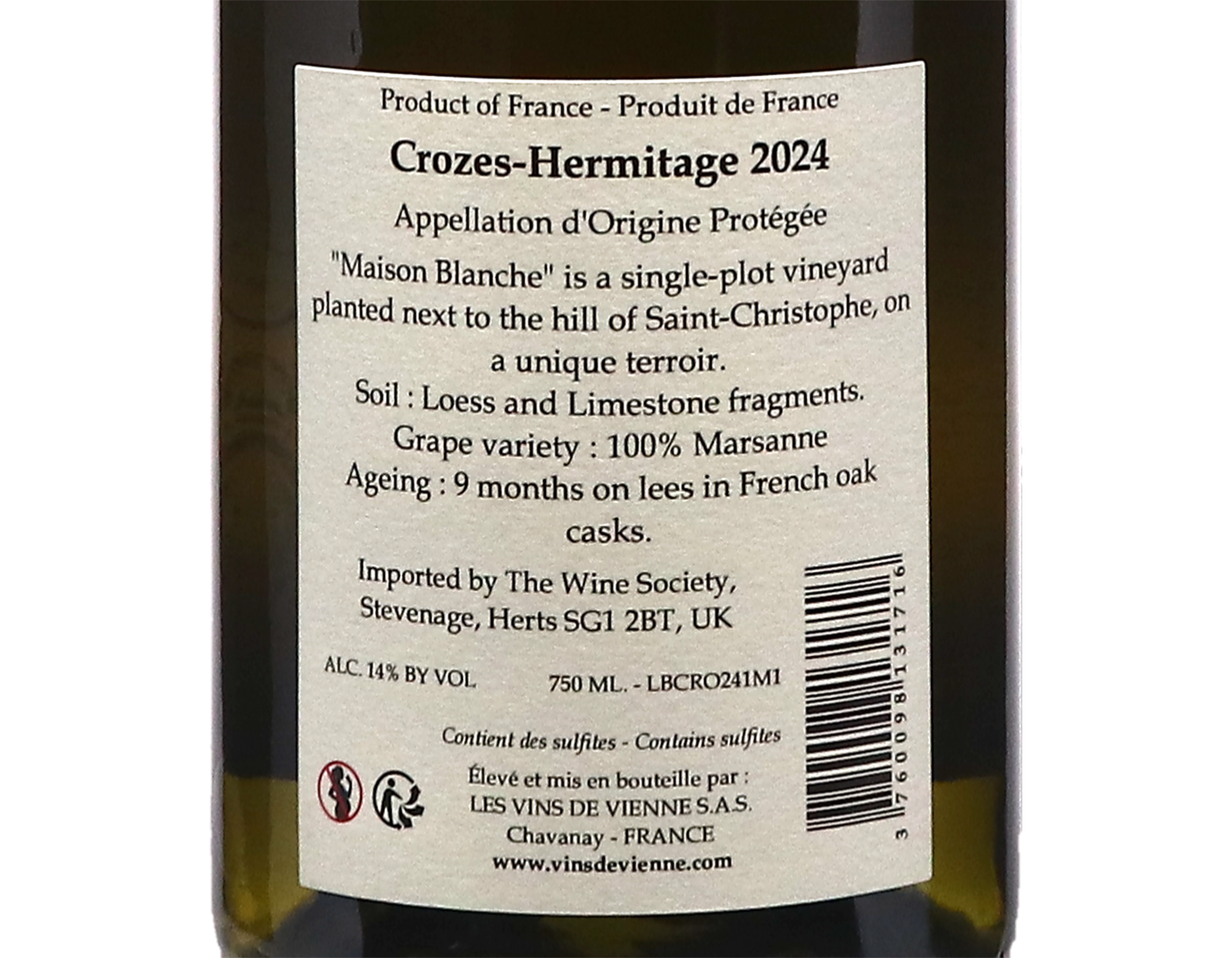 Crozes Hermitage Blanc Maison Blanche Vins de Vienne 2024
