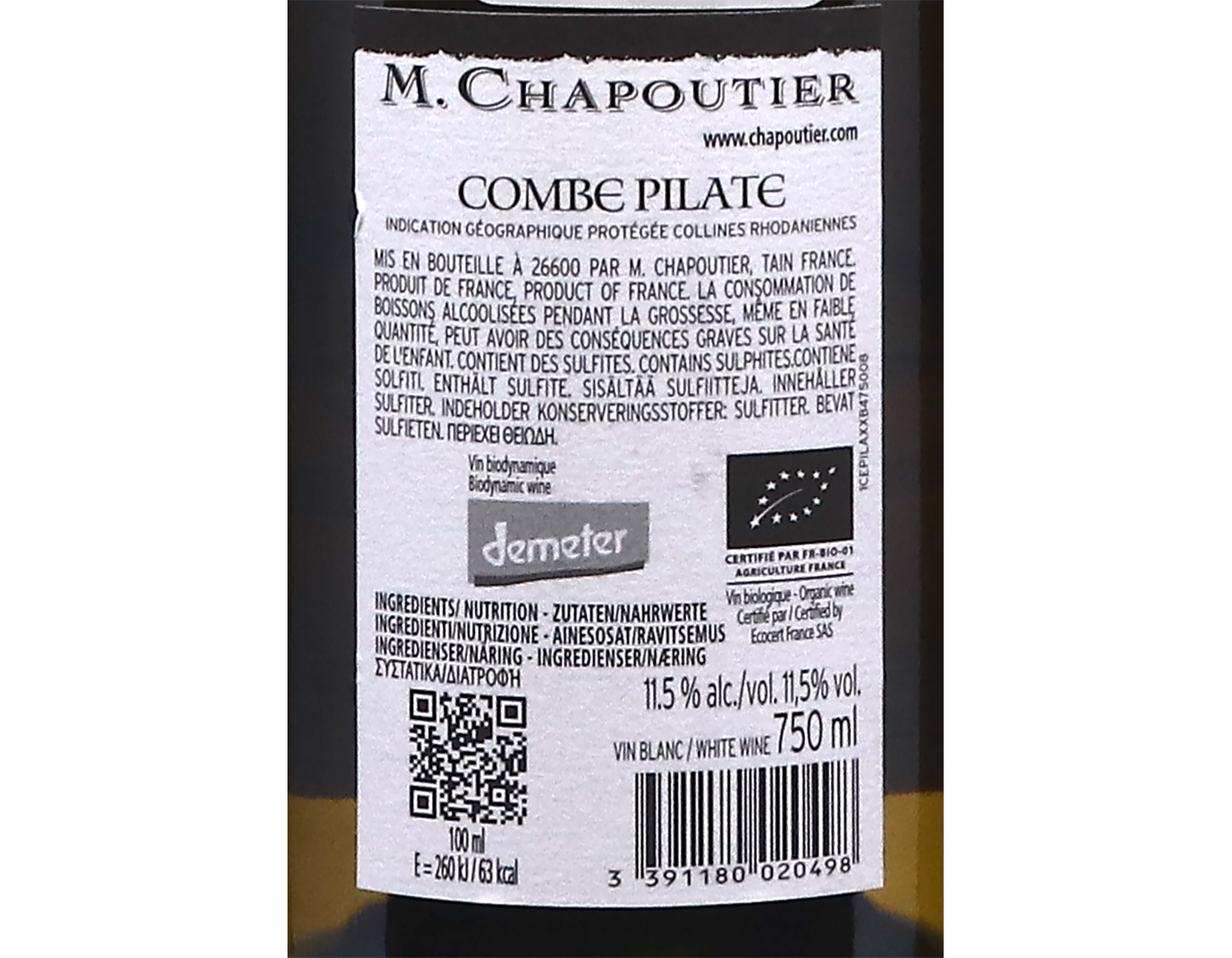 Viognier La Combe Pilate, Collines Rhodaniennes, Chapoutier 2024
