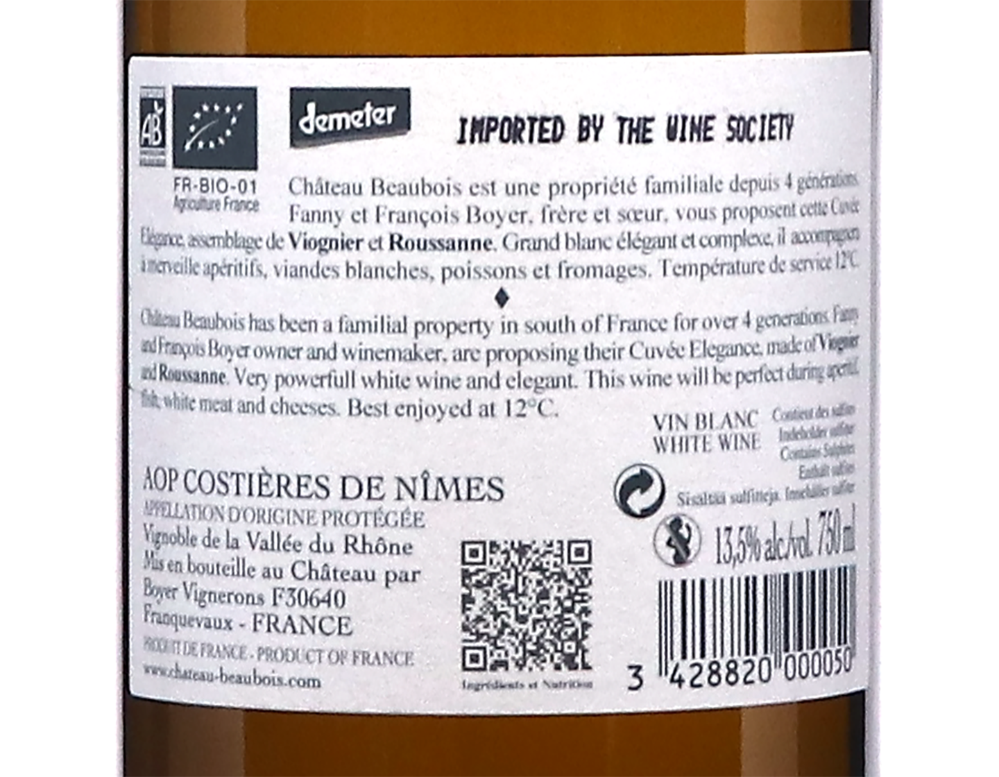 Costieres de Nimes,Elegance Blanc,Chateau Beaubois 2025