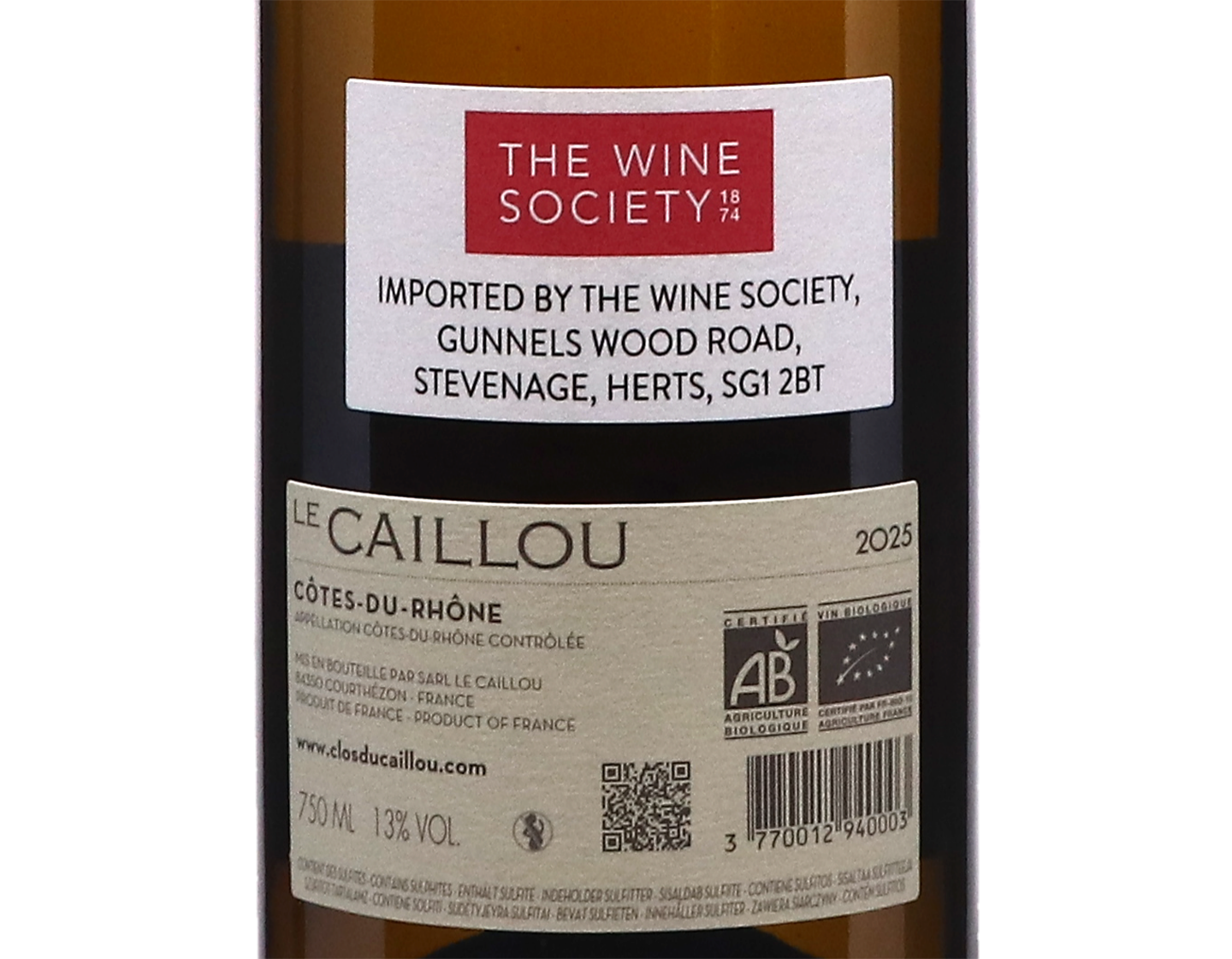 Cotes du Rhone Blanc Le Caillou 2025 ORGANIC