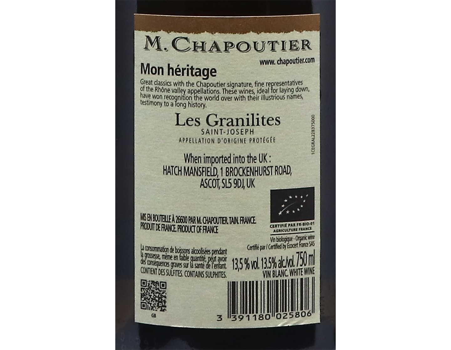 Saint-Joseph Blanc Granilites, Chapoutier 2022