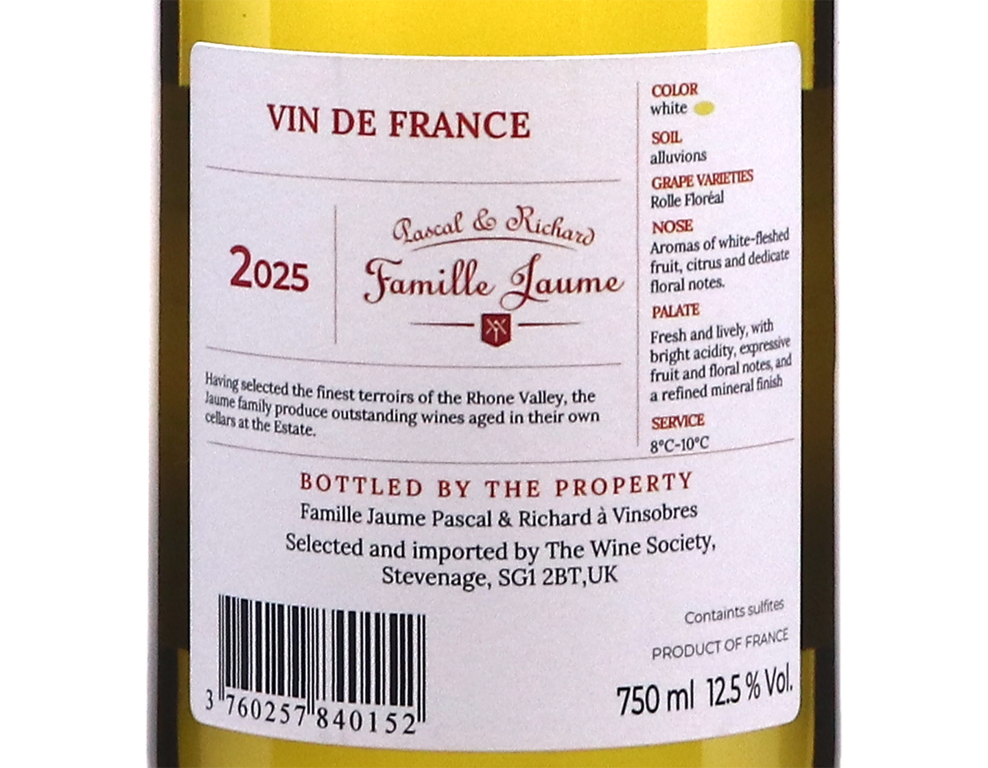 Vin de France Blanc Famille Jaume 2025
