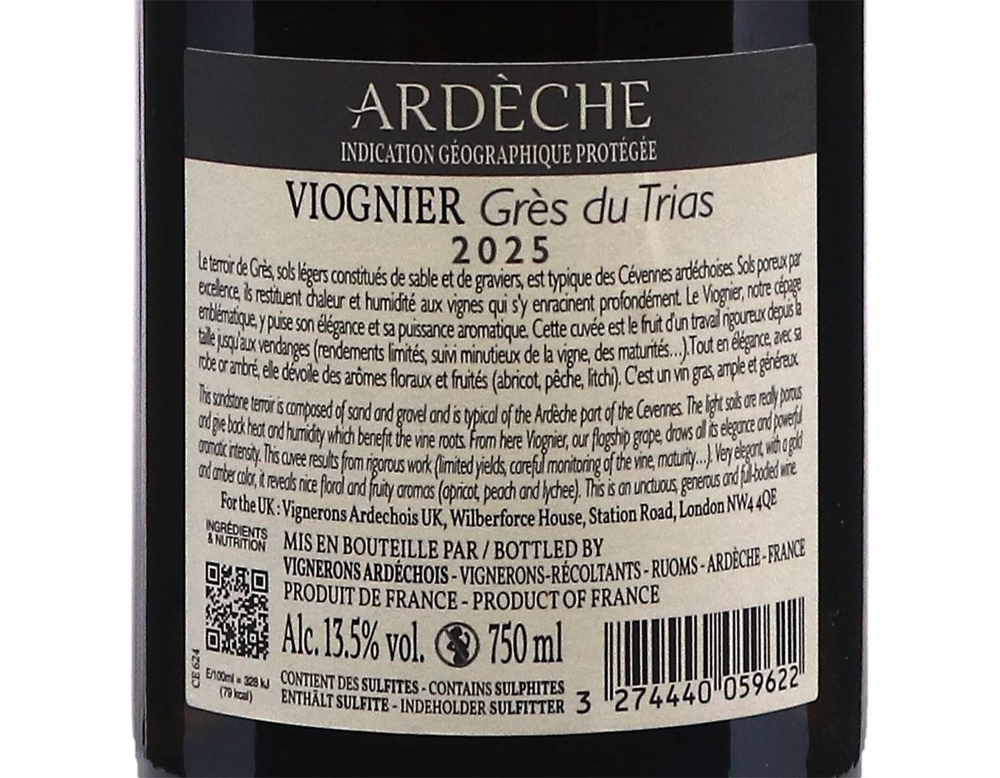 Viognier Grès du Trias, Vignerons Ardéchois 2025