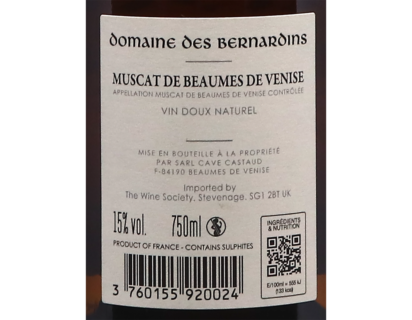 Muscat de Beaumes de Venise Domaine des Bernadins 2025