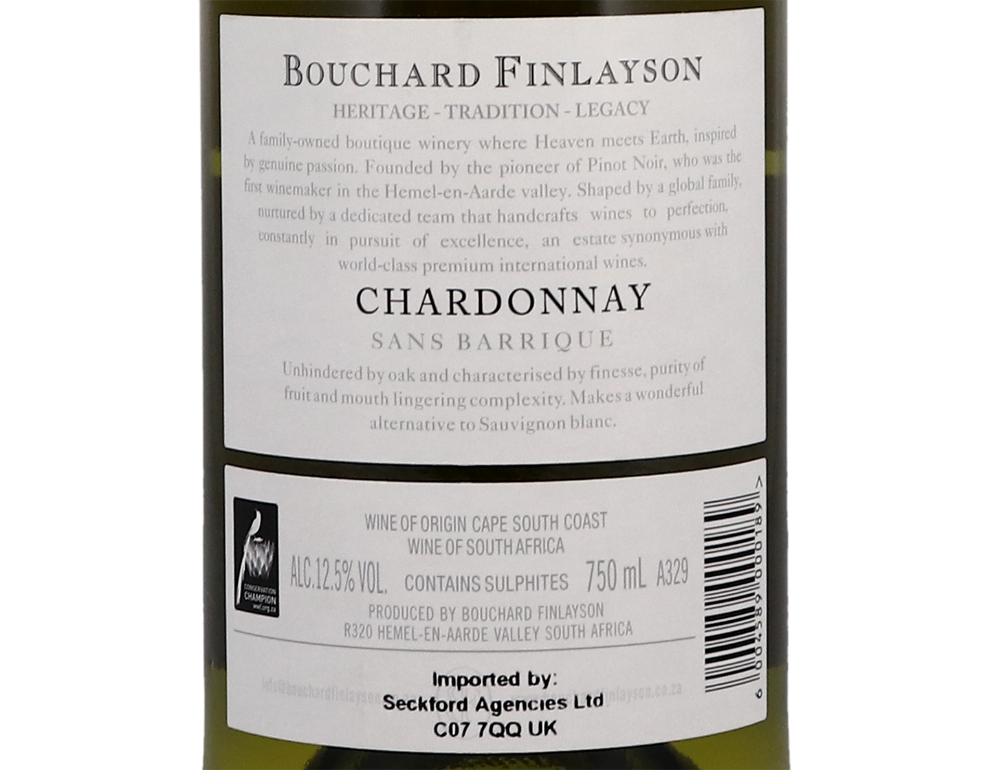 Bouchard Finlayson Sans Barrique Chardonnay Cape S Coast 2018