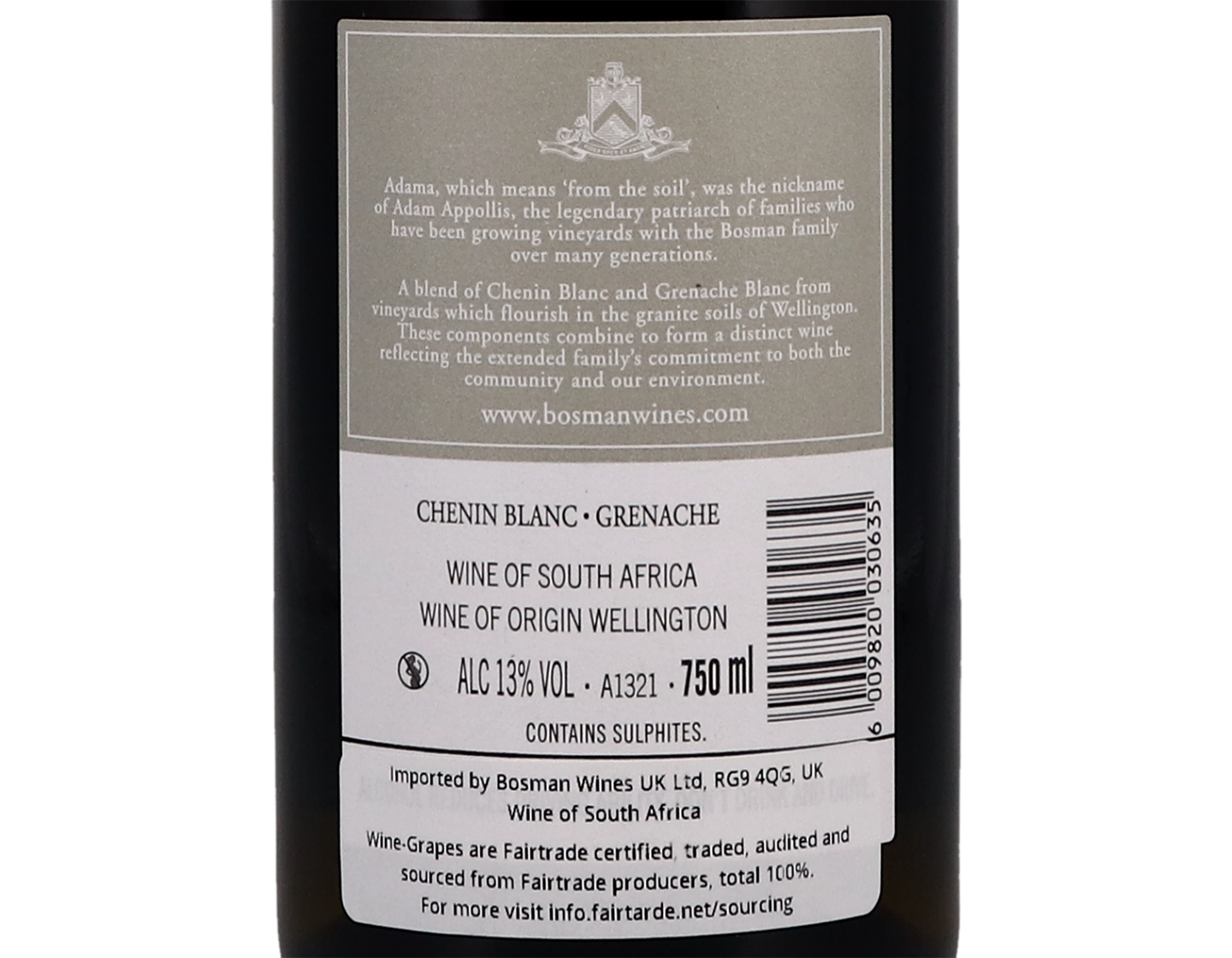 Bosman Family Vineyards ORGANIC Adama White Wellington 2020