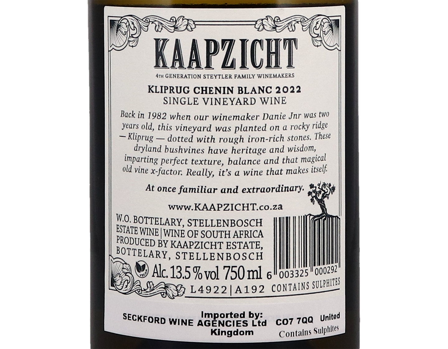 Kaapzicht Estate Kliprug Old Vine Certified Chenin Blanc, Stellenbosch 2022