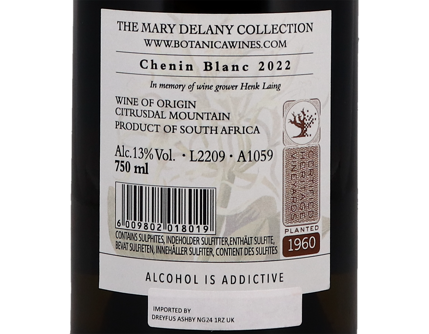 Botanica Mary Delany Chenin Blanc Citrusdal Mt 2022