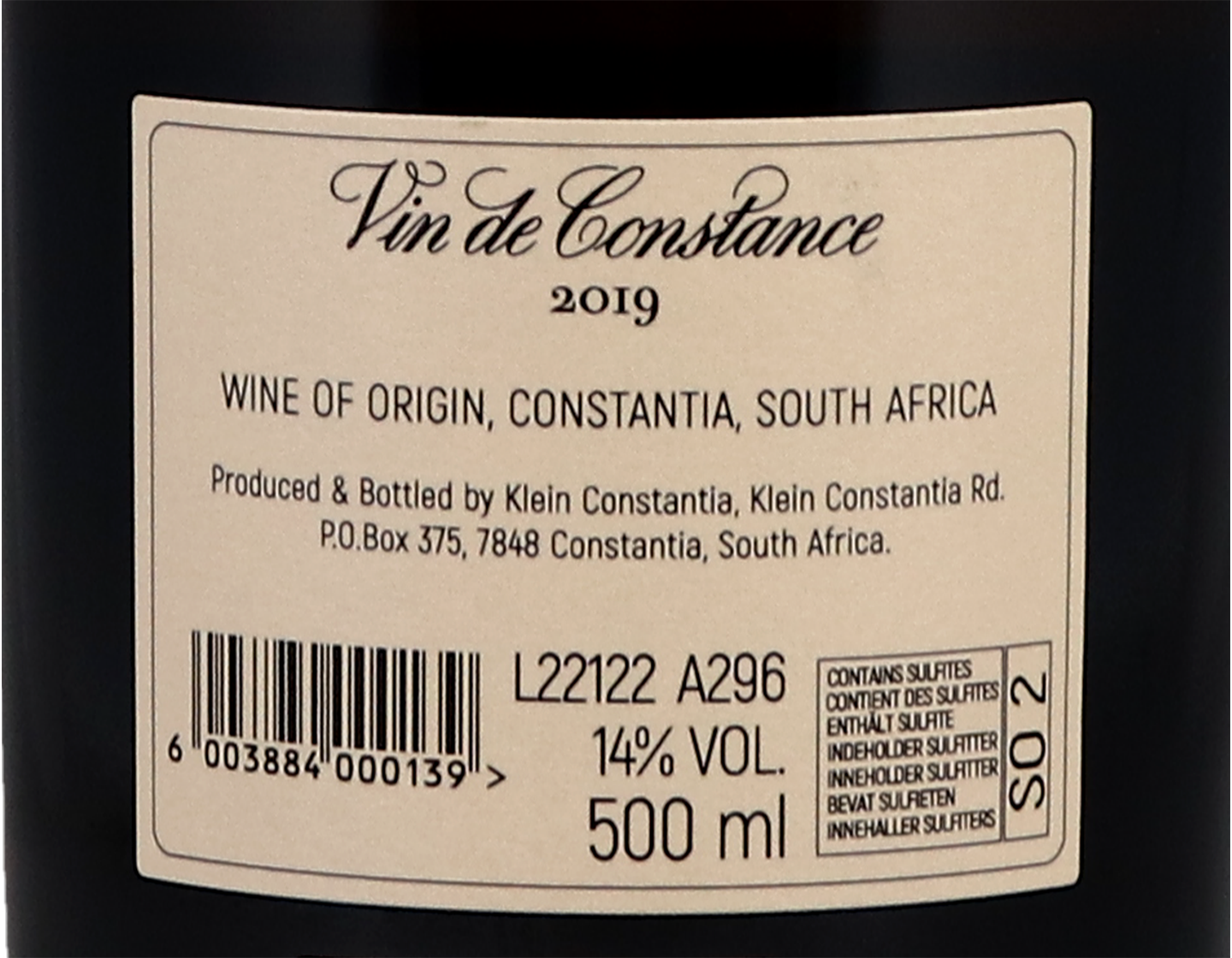 Klein Constantia Vin de Constance Natural Sweet 2019 50cl
