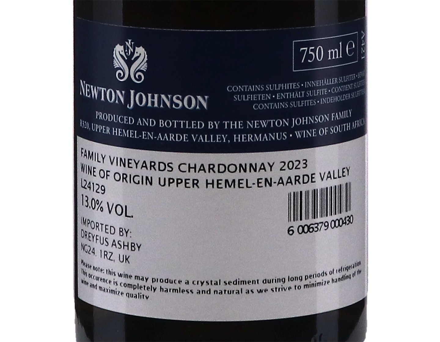 Newton Johnson Family Vineyards Chardonnay Upper Hemel en Aarde Valley 2023