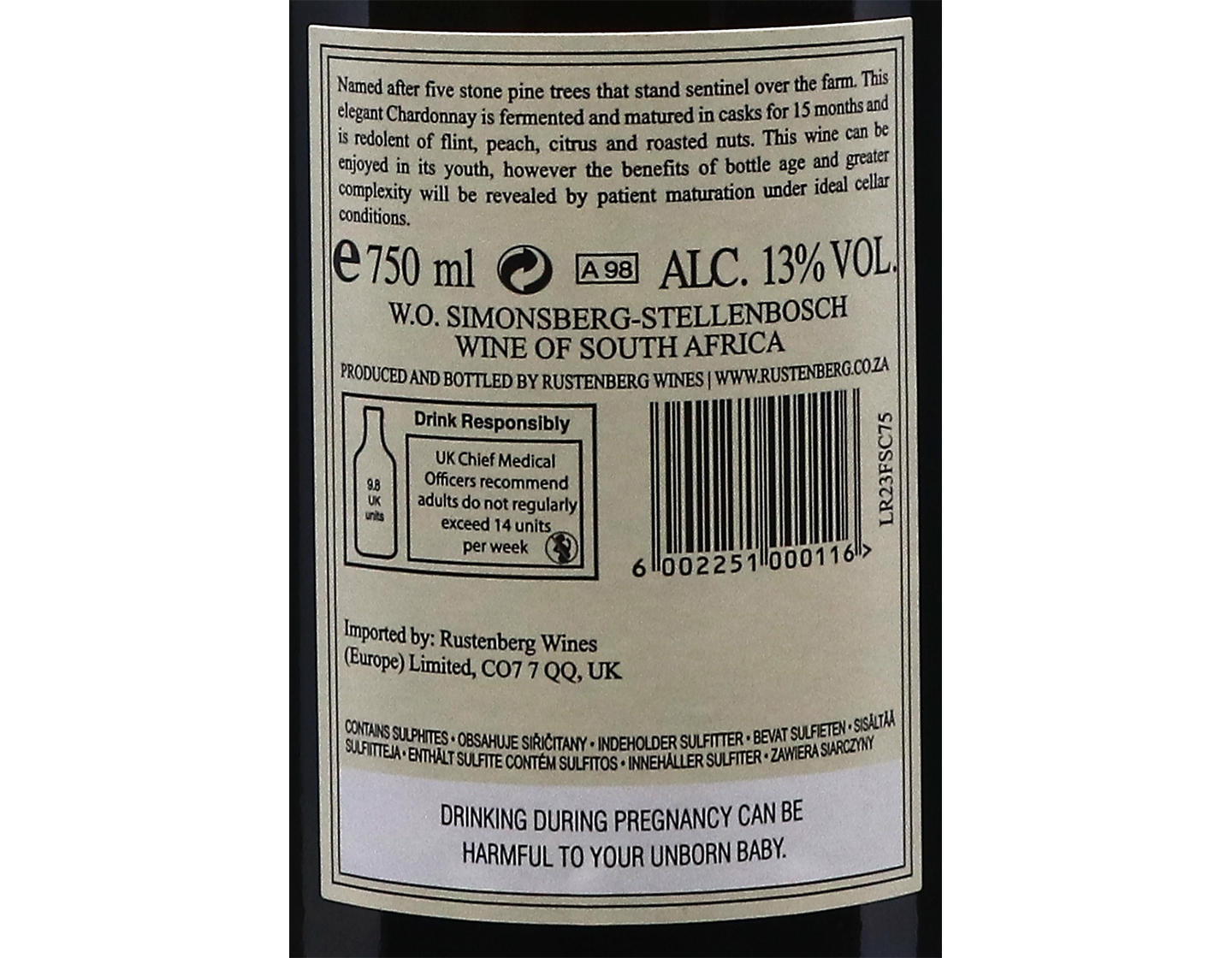 Rustenberg Five Soldiers Chardonnay, Simonsberg-Stellenbosch 2023