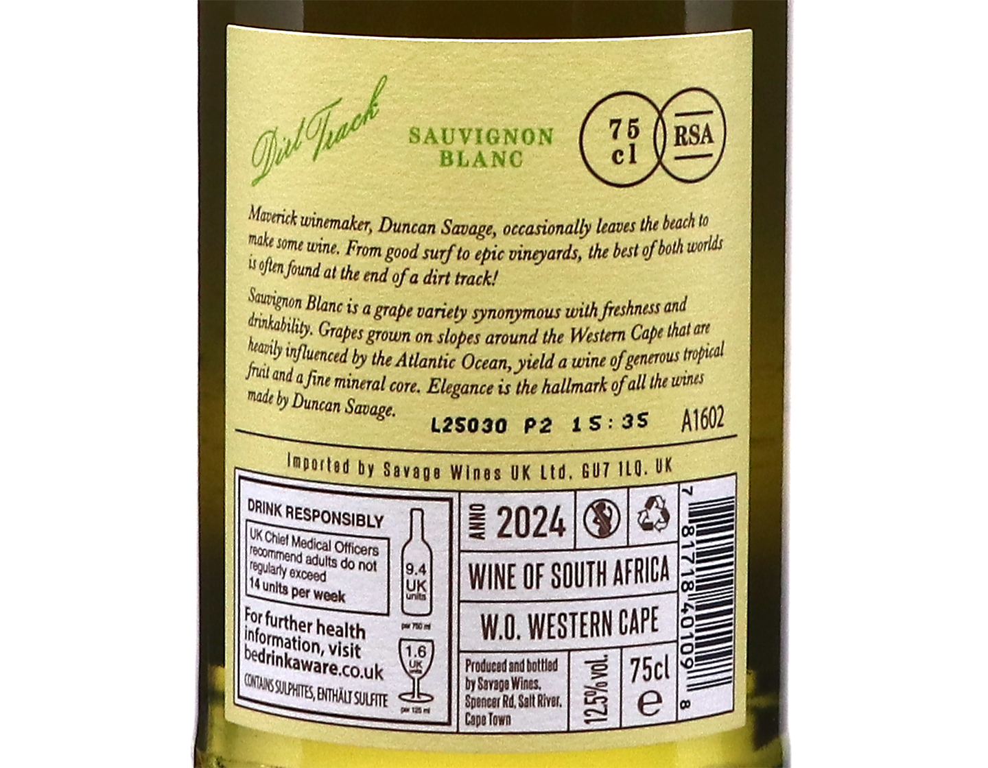 Dirt Track Sauvignon Blanc Western Cape 2024