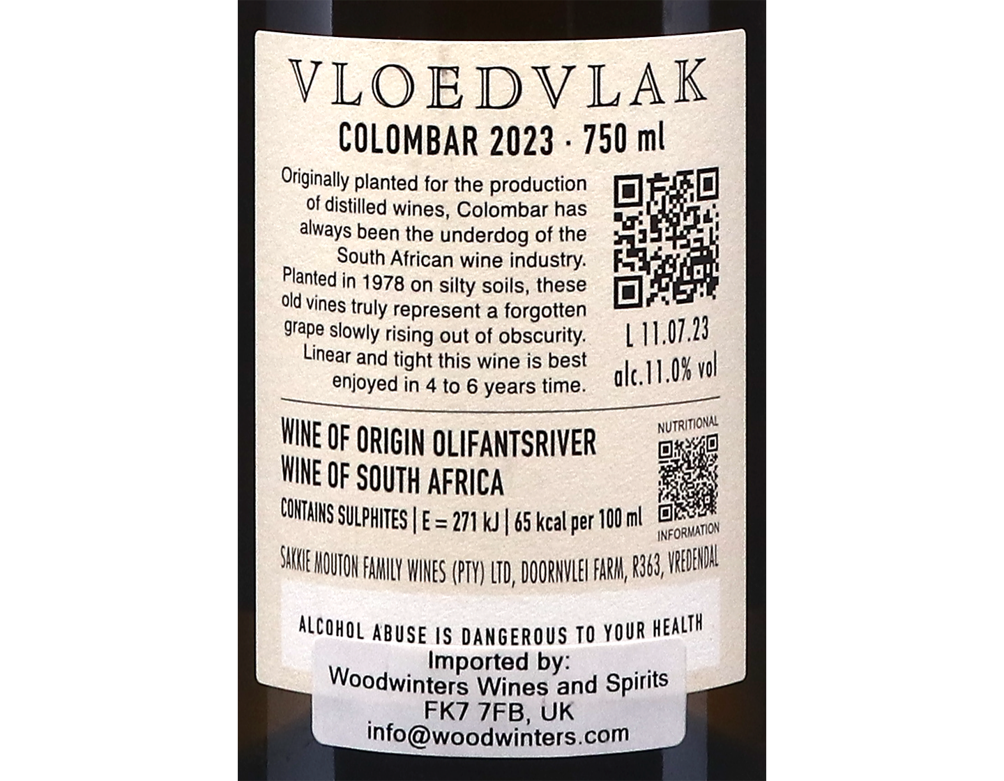 Sakkie Mouton Vloedvlak Colombard,Olifants River 2023