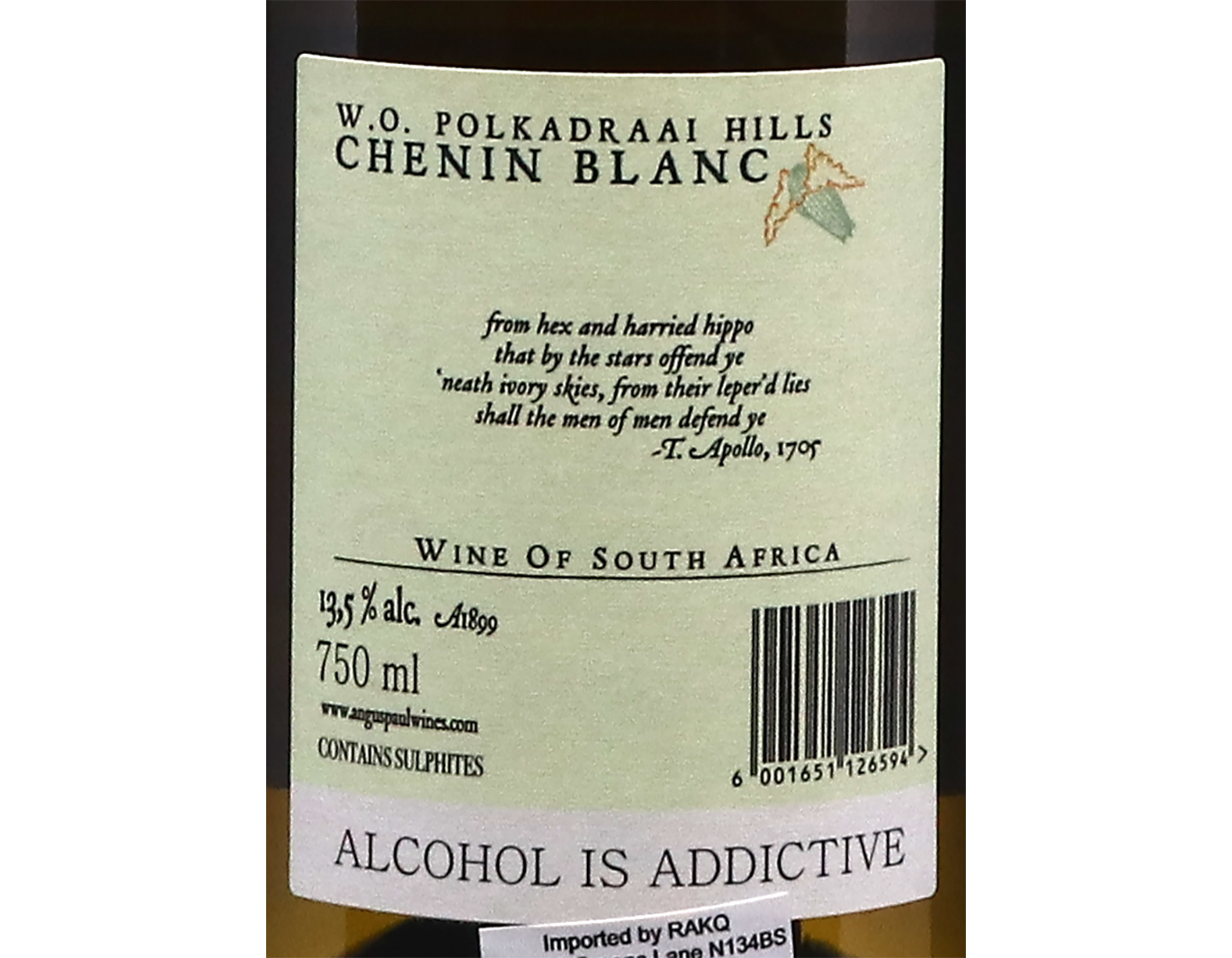 Angus Paul 'On a Flight of Furious Fancies' Chenin Blanc Polkadraai Hills 2024