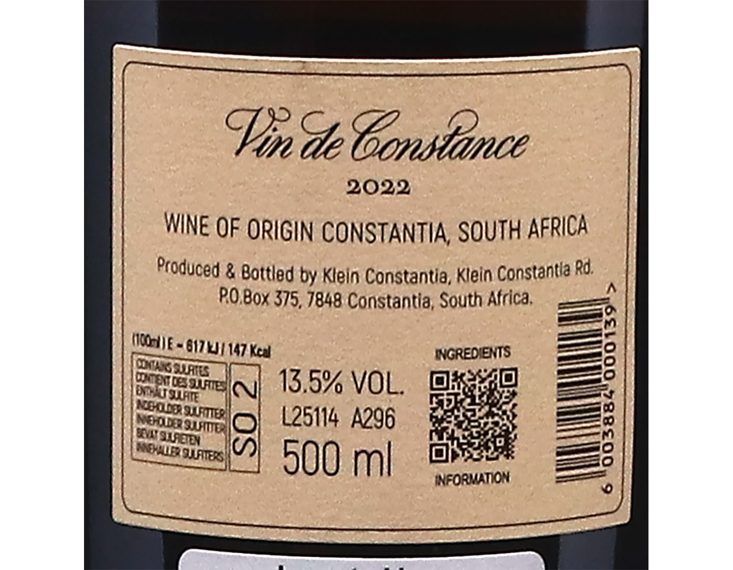 Klein Constantia Vin de Constance Natural Sweet 2022 50cl