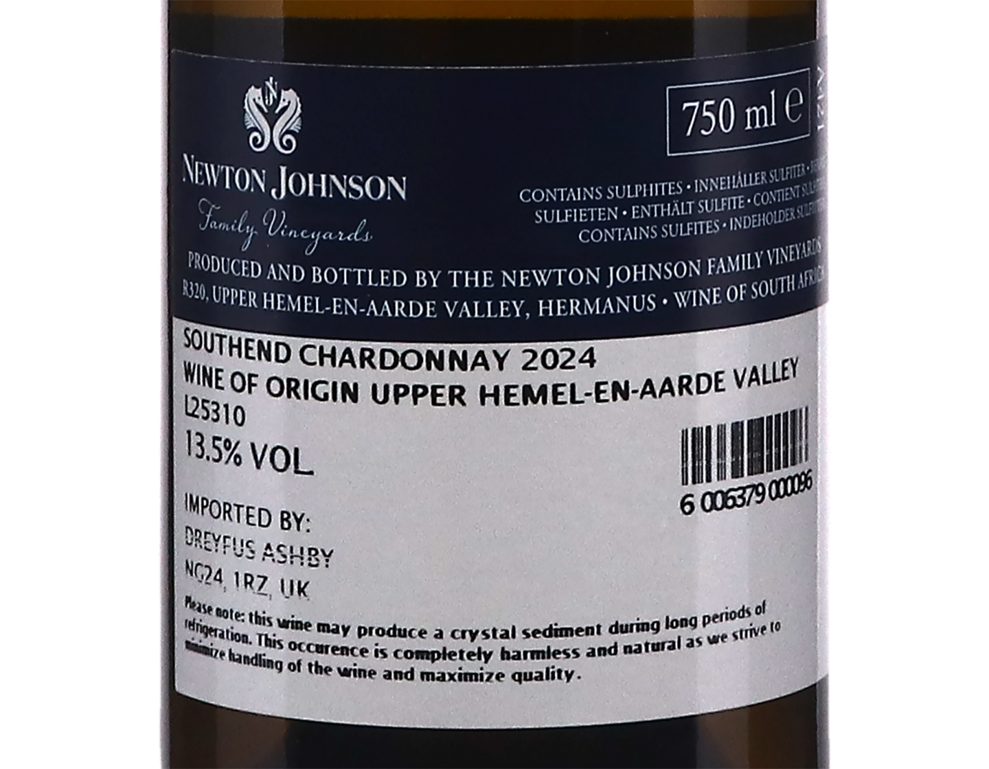 Newton Johnson Southend Chardonnay Upper Hemel en Aarde Valley 2024
