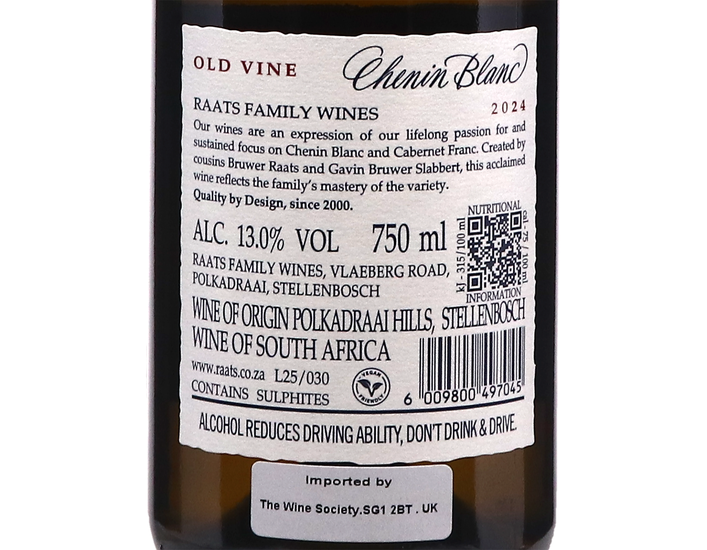 Raats Family Wines Old Vine Chenin Blanc Polkadraai Hills 2024