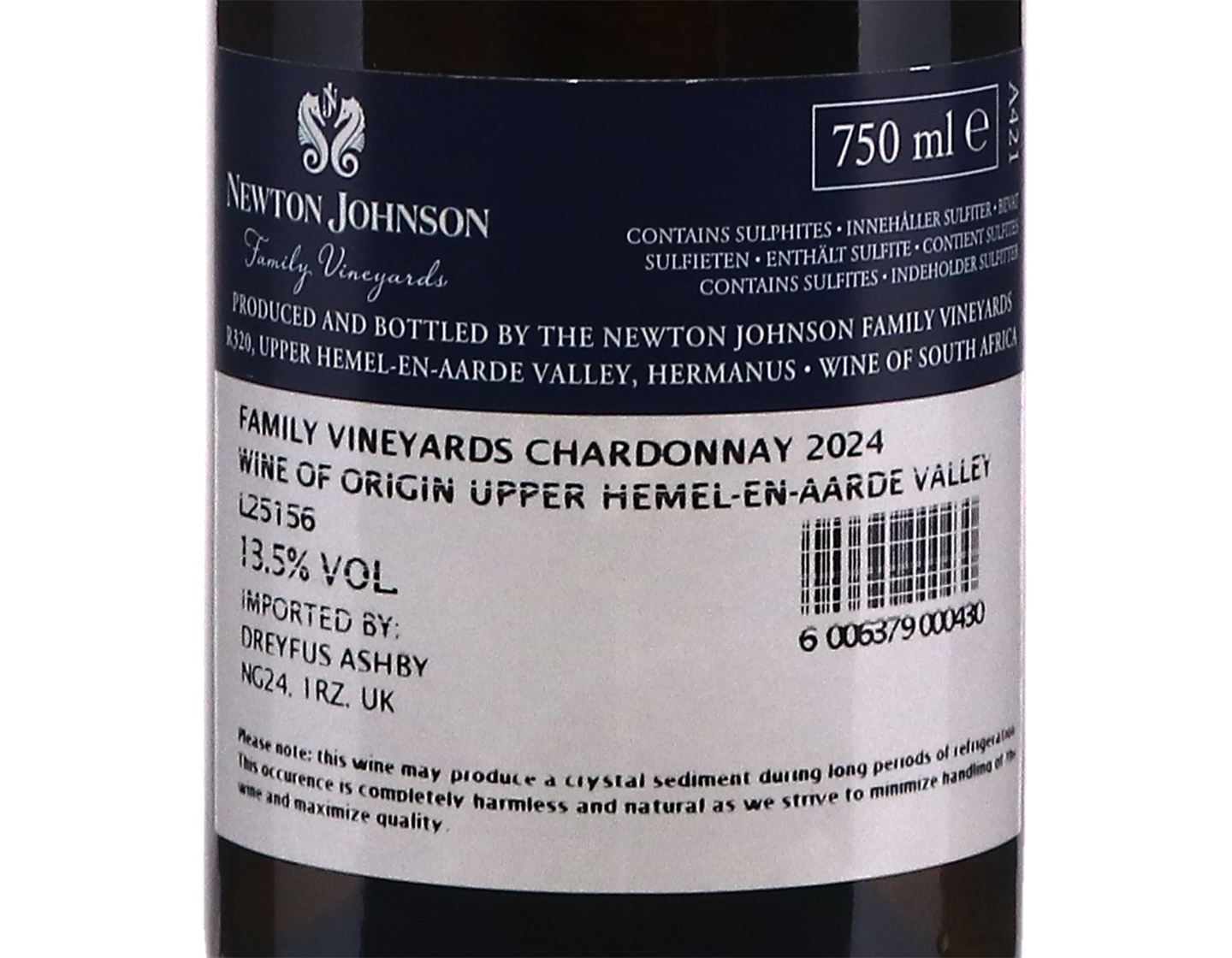 Newton Johnson Family Vineyards Chardonnay Upper Hemel-en-Aarde Valley 2024