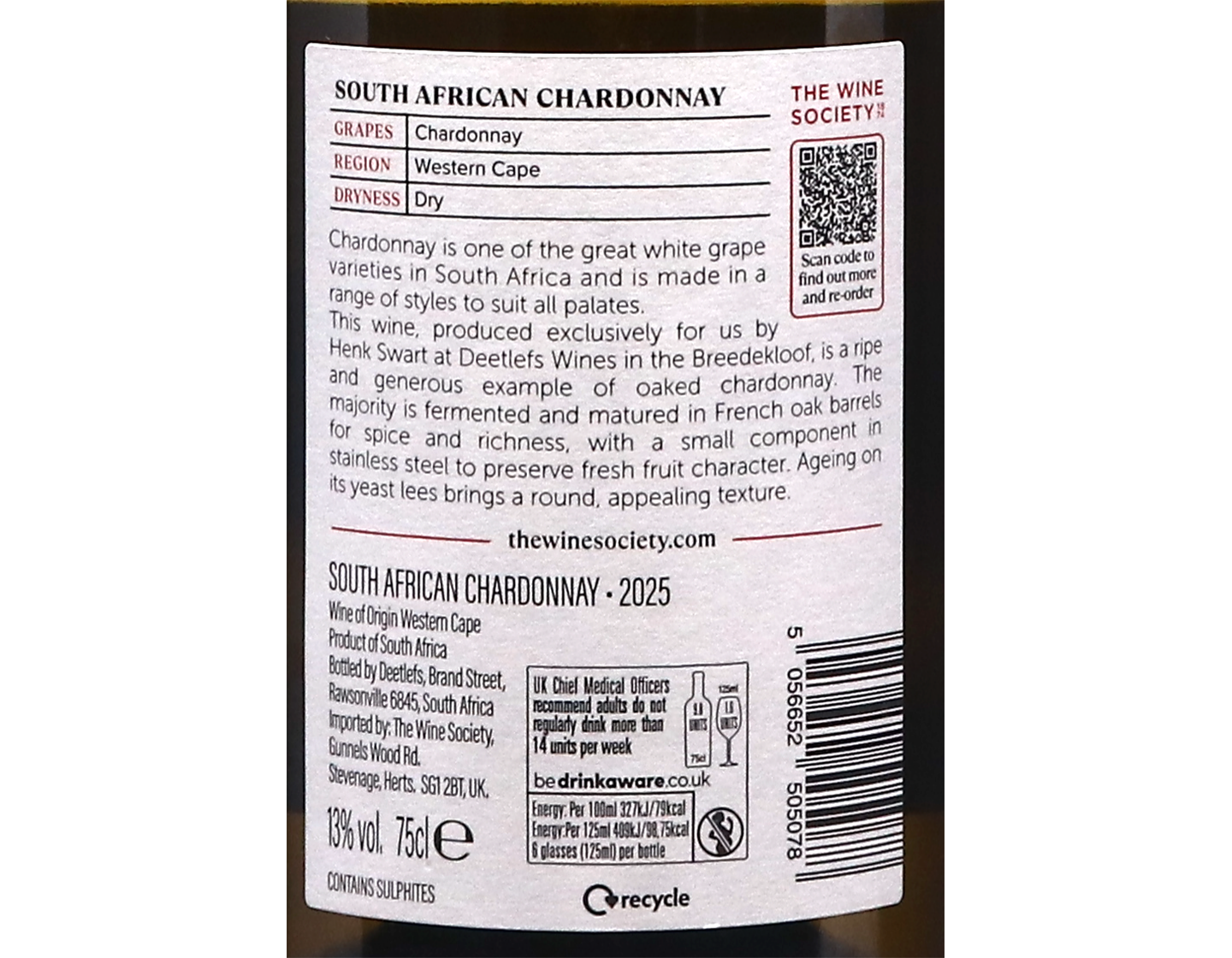 The Society's South African Chardonnay Western Cape 2025