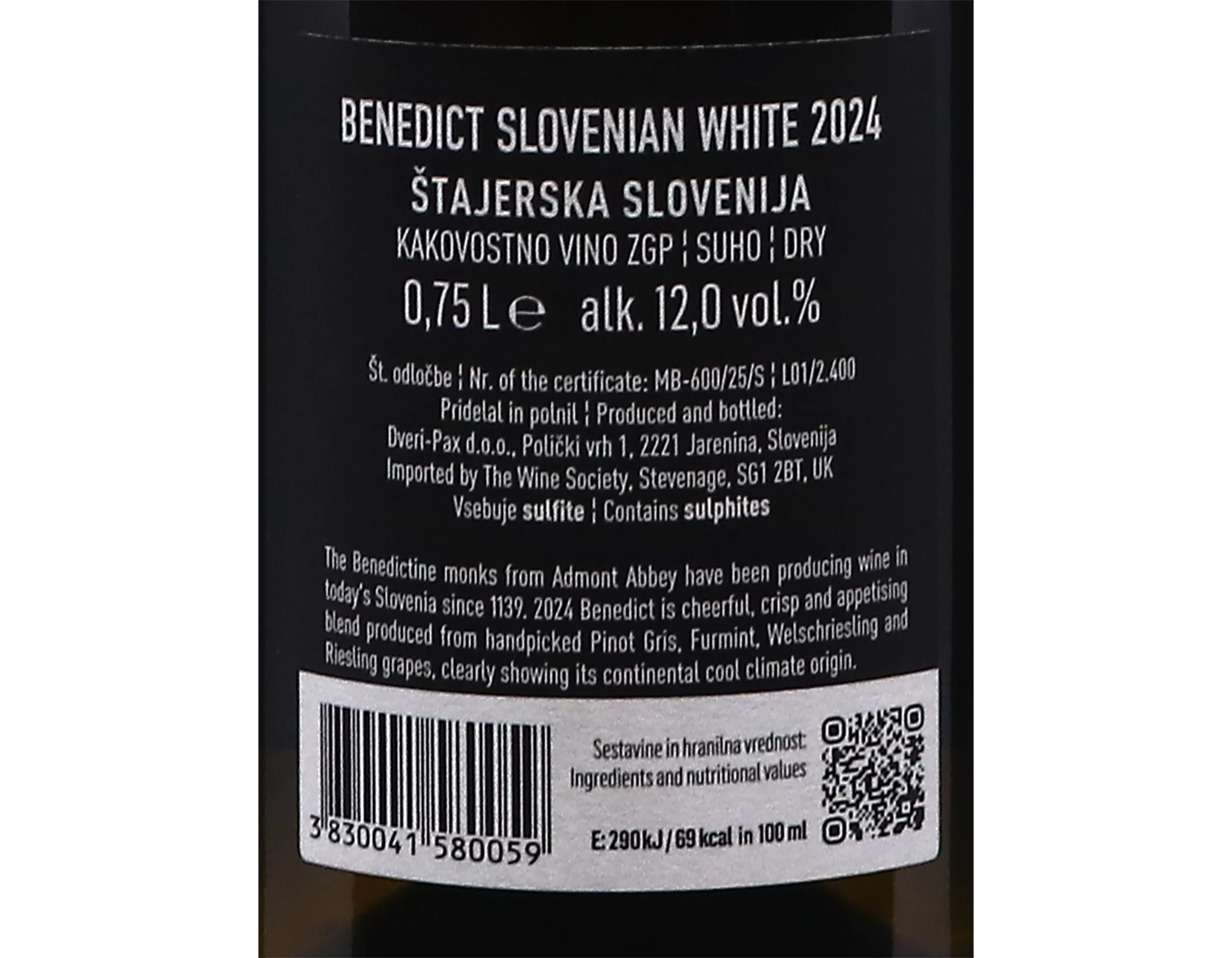 Benedict Slovenian White Dveri Pax 2024