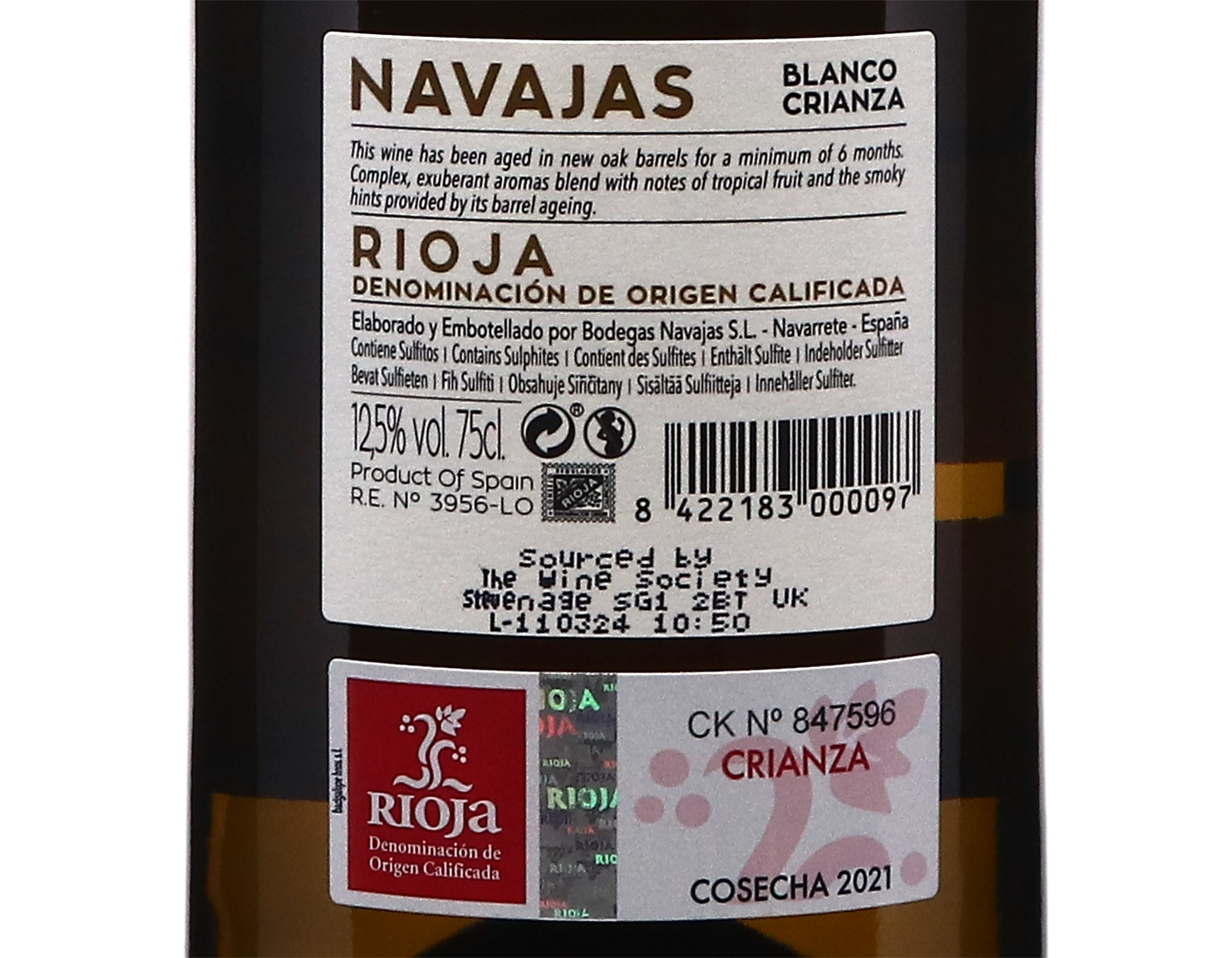 Navajas Blanco Crianza Rioja 2021