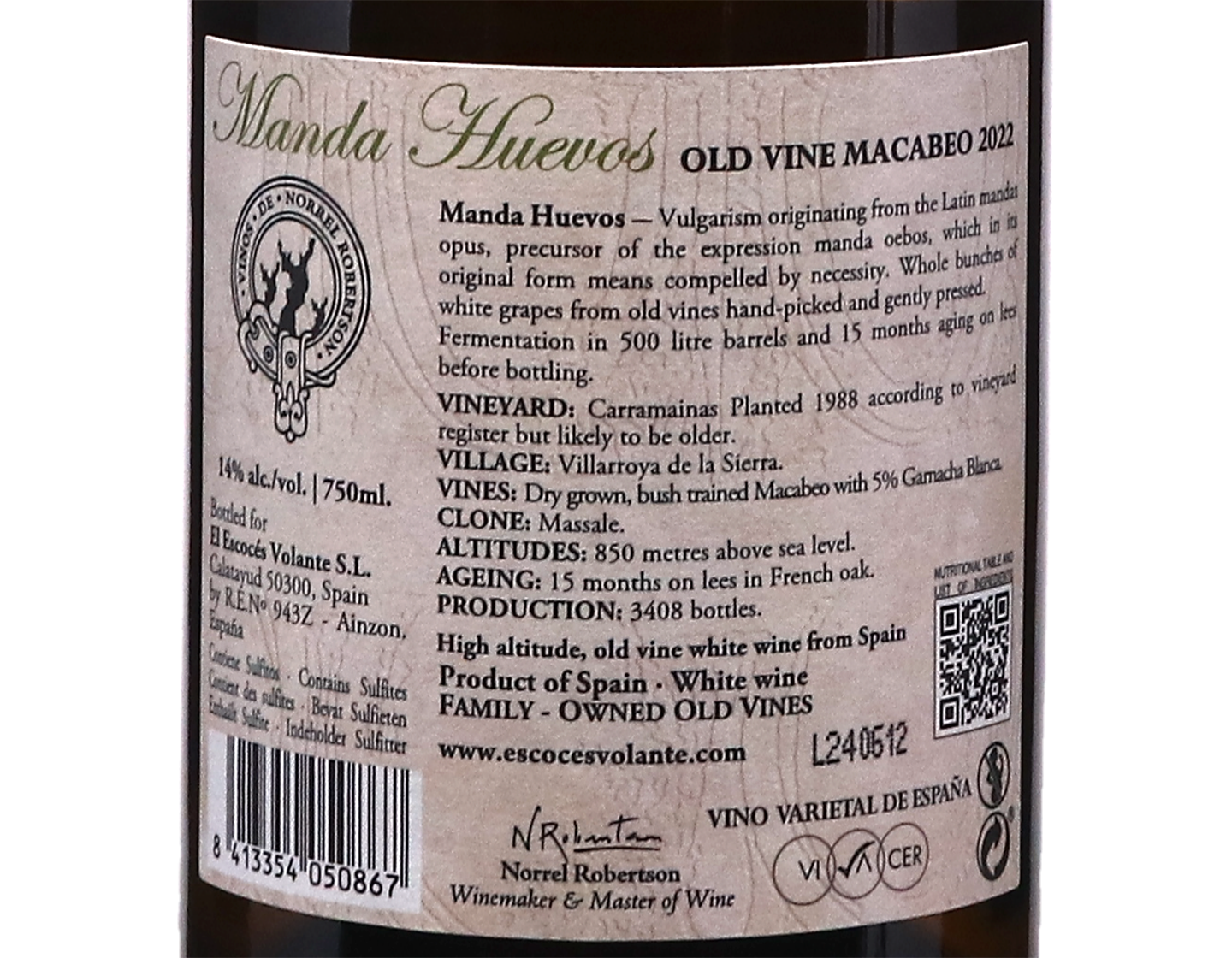 Manda Huevos Carramainas Macabeo Calatayud 2022