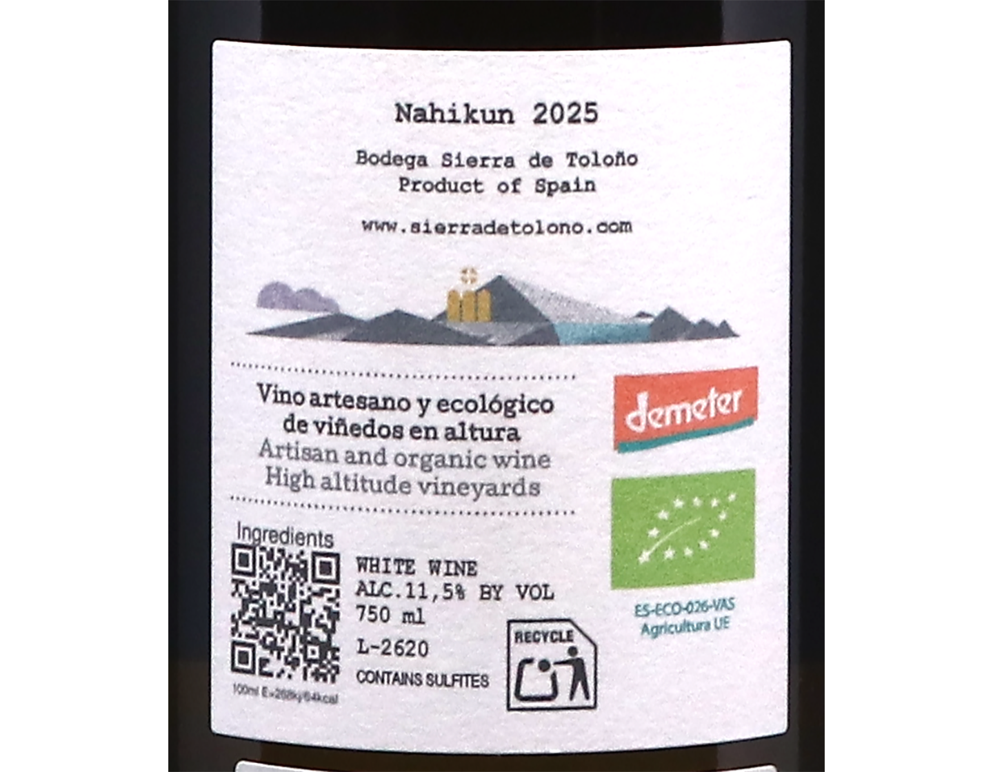 Sierra de Tolono Nahikun Blancon Rioja 2025 ORGANIC