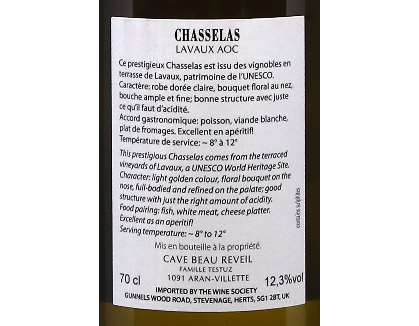 Lavaux Chasselas, Famille Testuez 2024