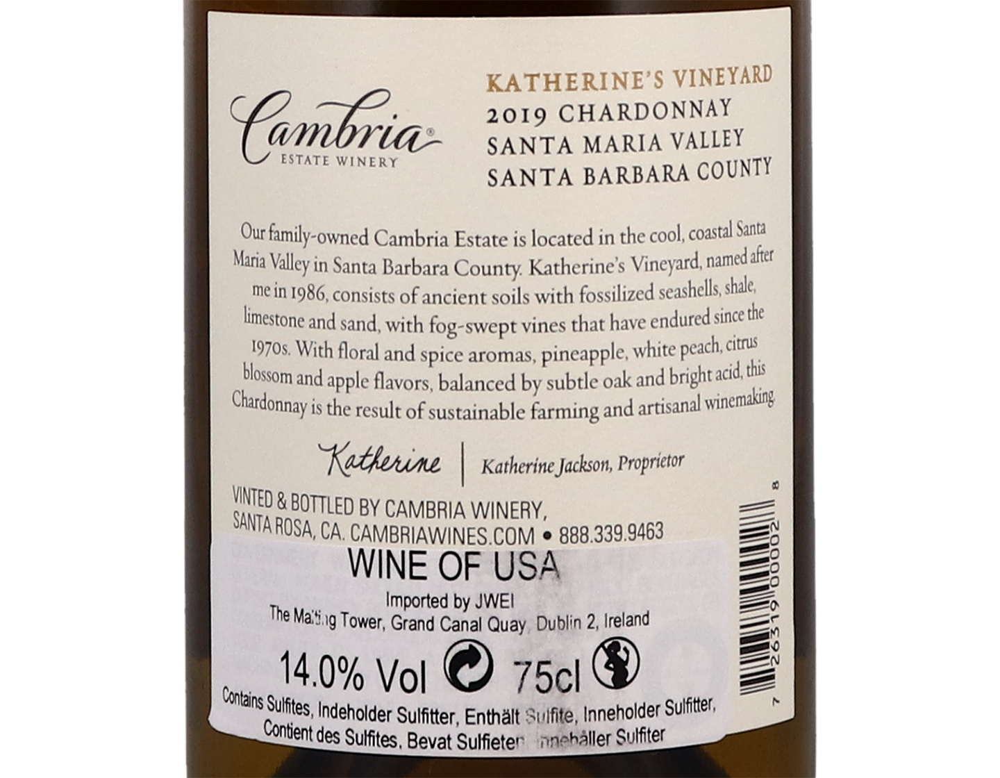 Cambria Estate Katherine's Vineyard Santa Maria Valley Chardonnay 2019