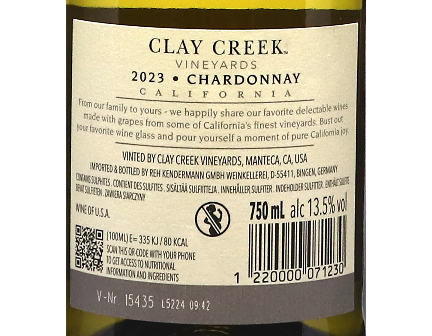 Clay Creek Vineyards California Chardonnay 2023